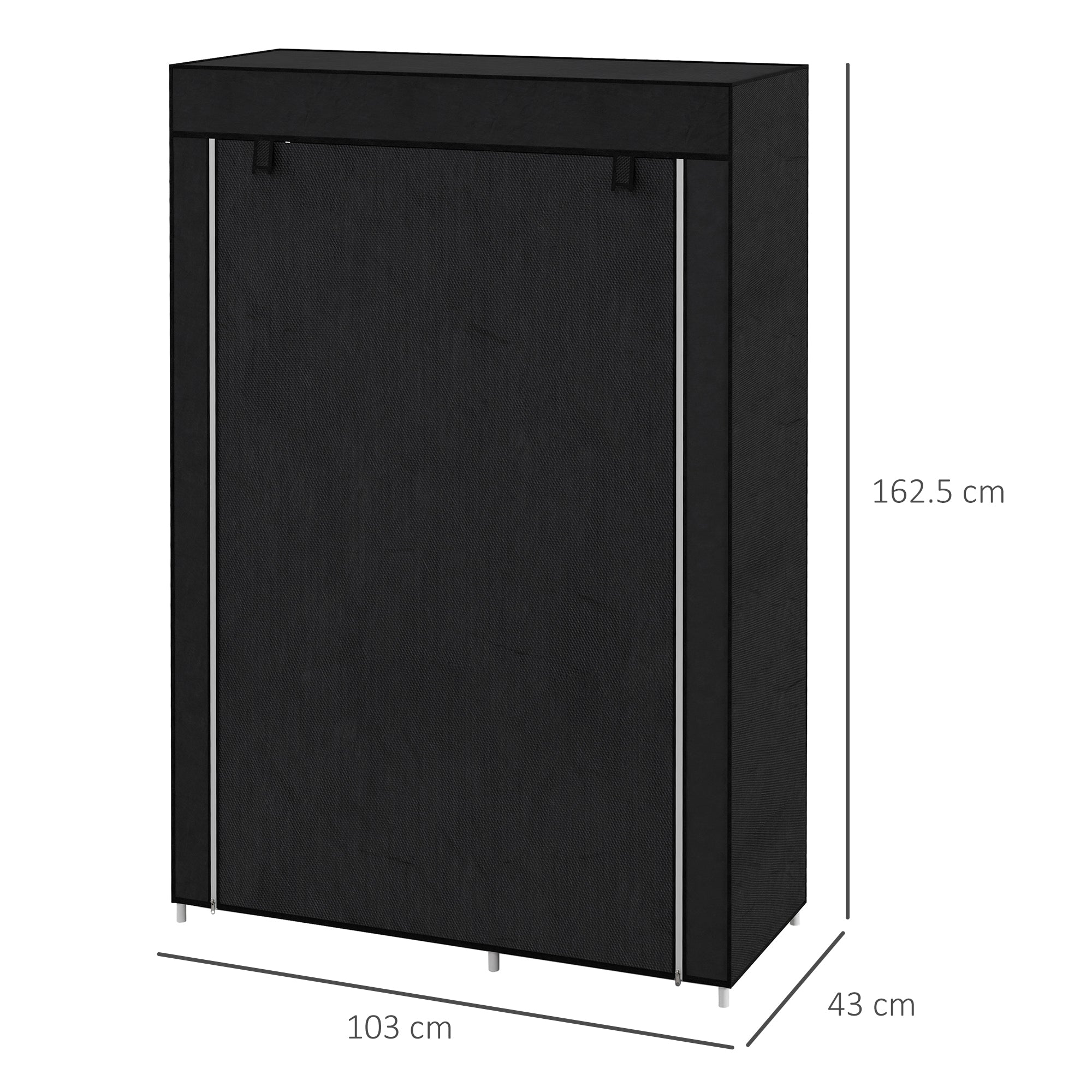 EasyComfort Kledingkast (textiel) 6 planken + hangstang 103x43x162.5 cm zwart