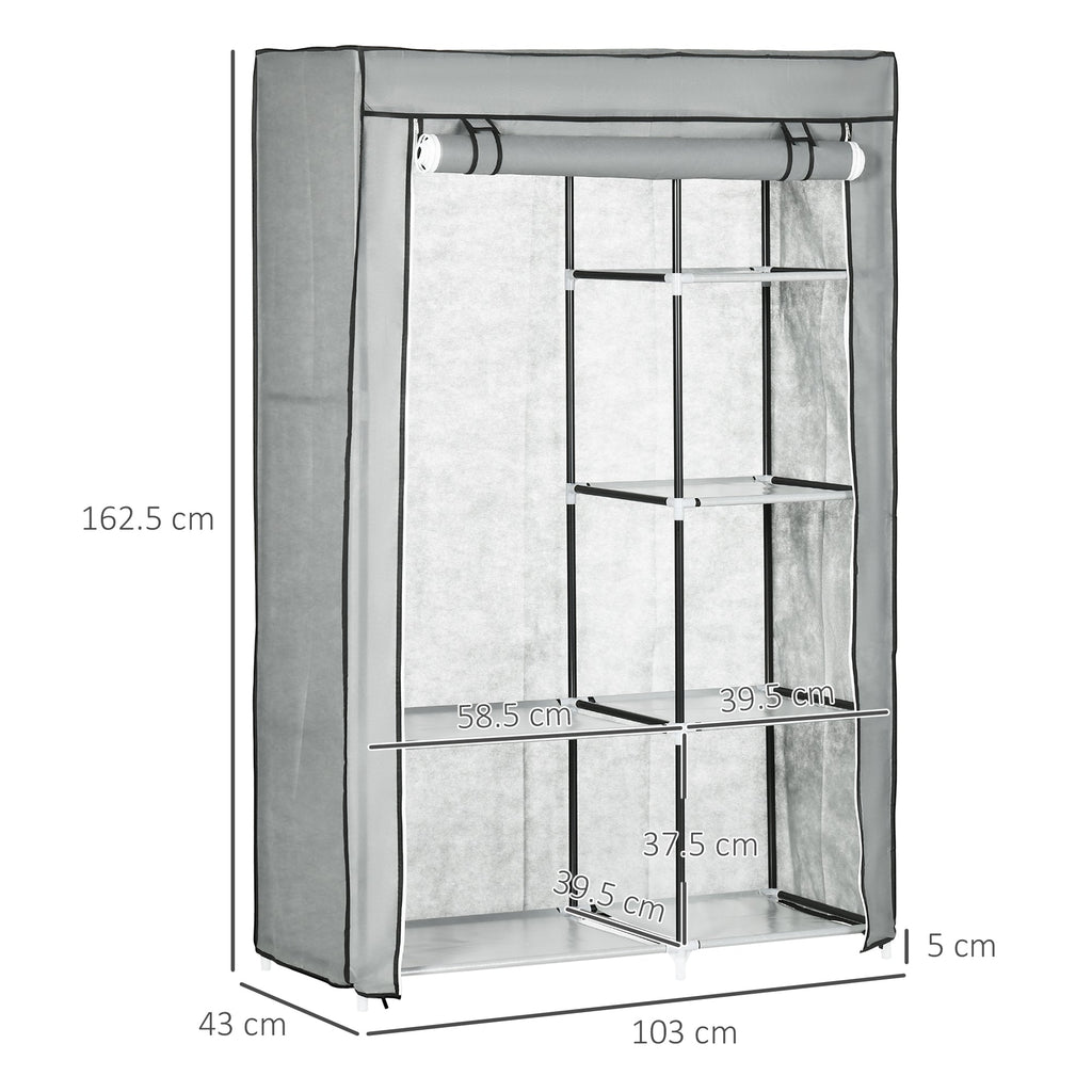 EasyComfort textiel kledingkast 103x43x162.5 cm lichtgrijs