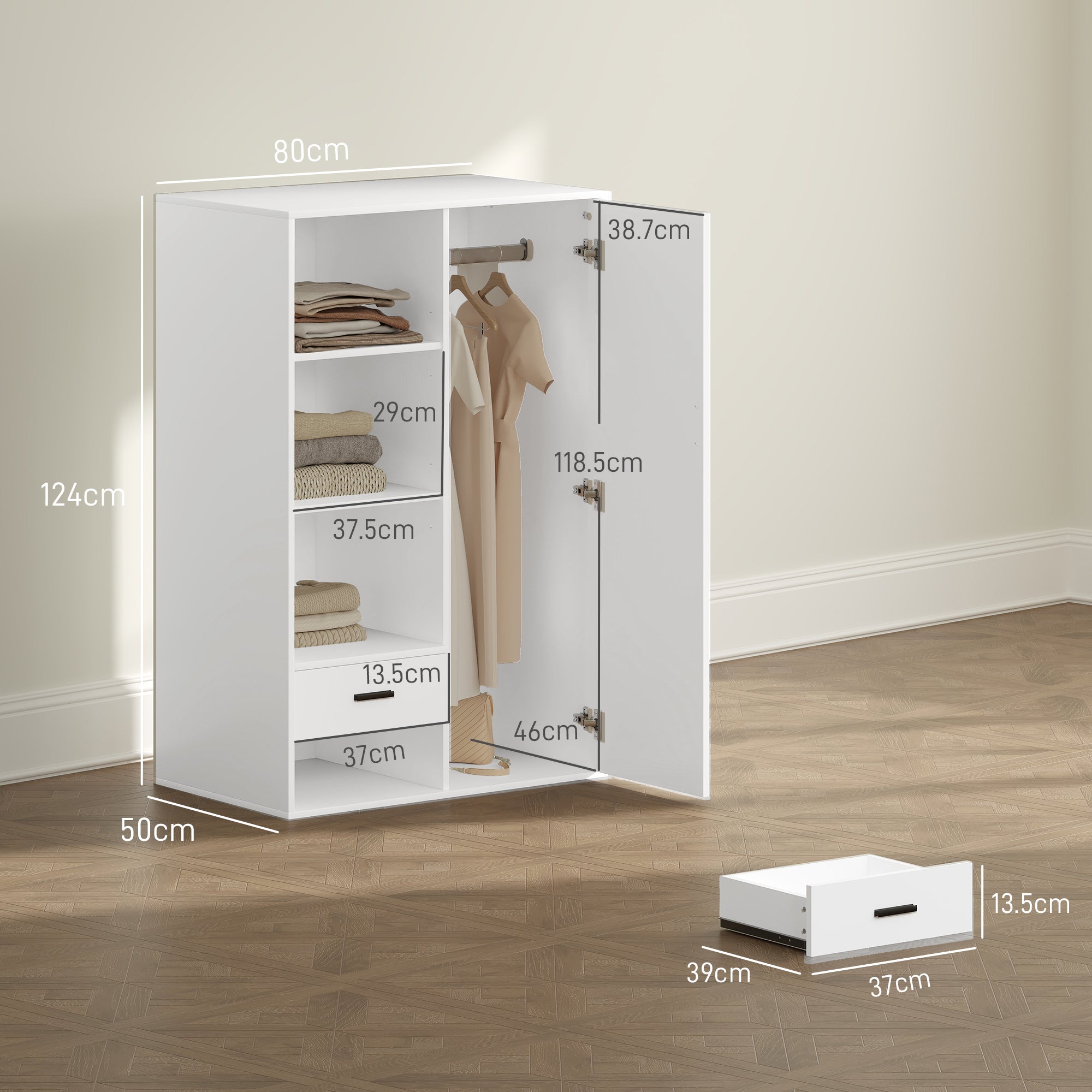 EasyComfort Armadio Moderno kledingkast 80x50x124 cm