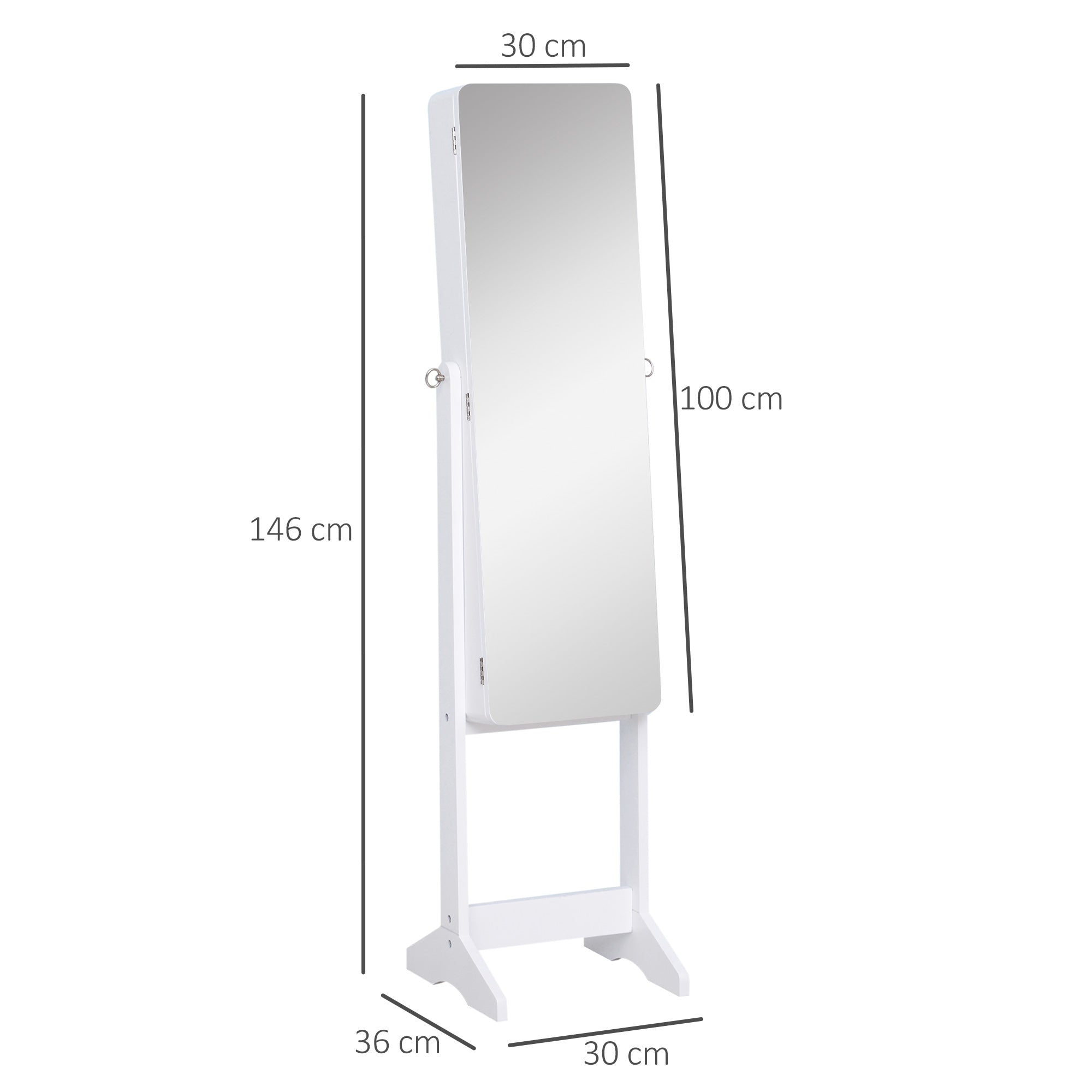 EasyComfort Sieradenkast met LED en verstelbare spiegel, 30x146x36 cm