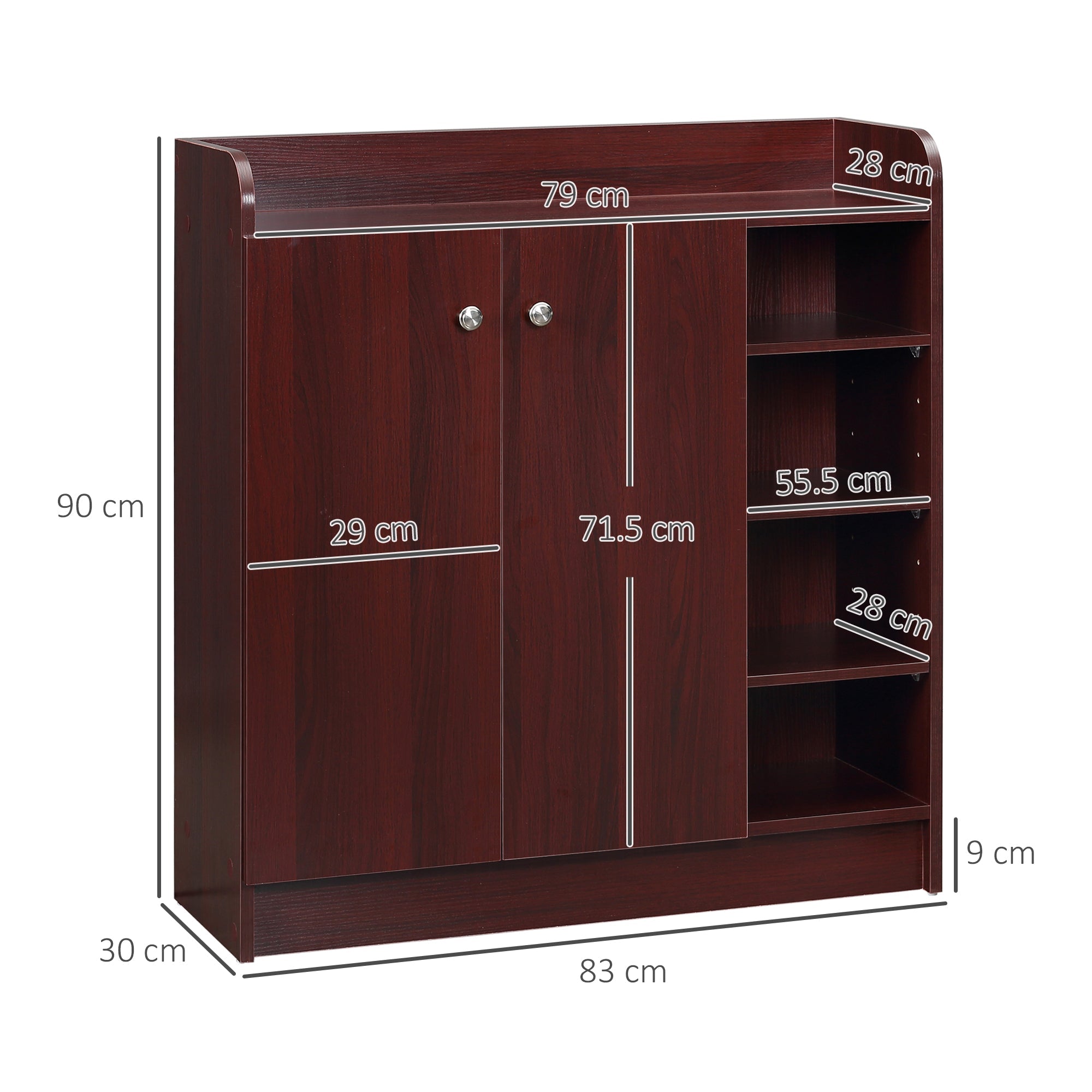 EasyComfort Schoenenkast 12 paar, 4 open planken, 83x30x90 cm, kleur Caffè