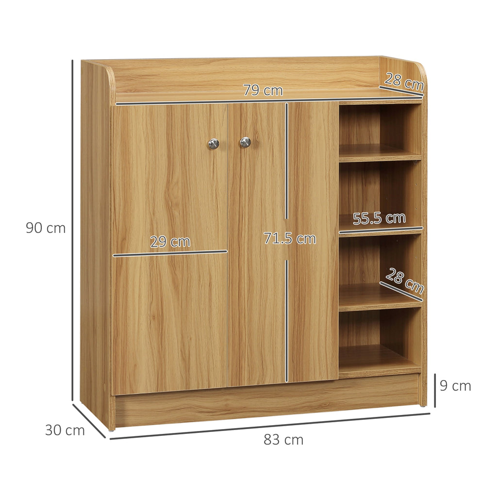 Easycomfort Armadio Scarpiera Salvaspazio e Moderno in Legno per 12 Paia with 4 Ripiani Aperti, 83x30x90 cm, Marrone Chiaro