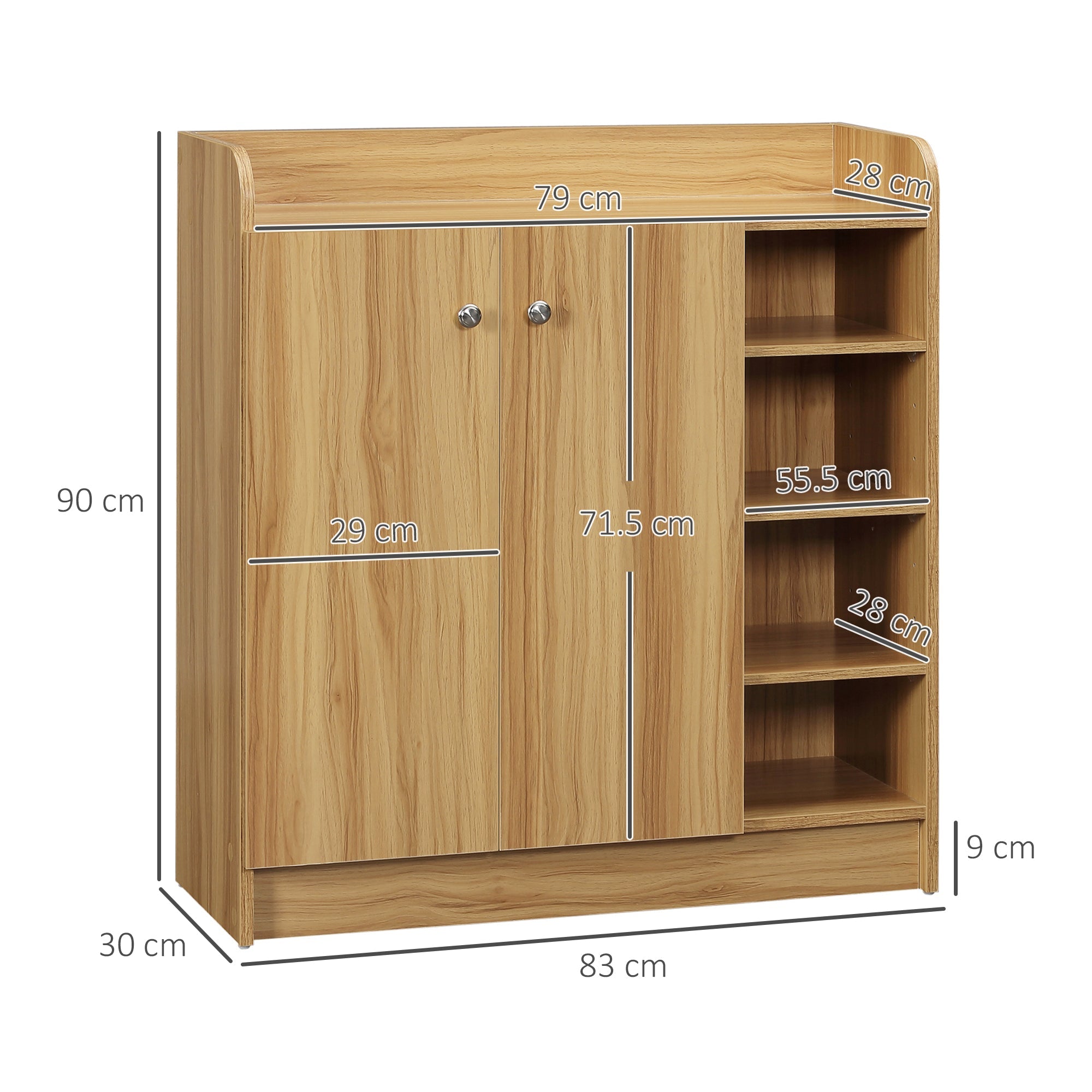 Easycomfort Armadio Scarpiera Salvaspazio e Moderno in Legno per 12 Paia with 4 Ripiani Aperti, 83x30x90 cm, Marrone Chiaro