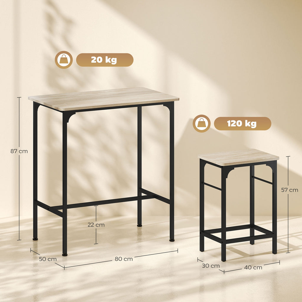EasyComfort Arredamento Bar 3 Pezzi barset (tafel + 2 krukken) hout/staal