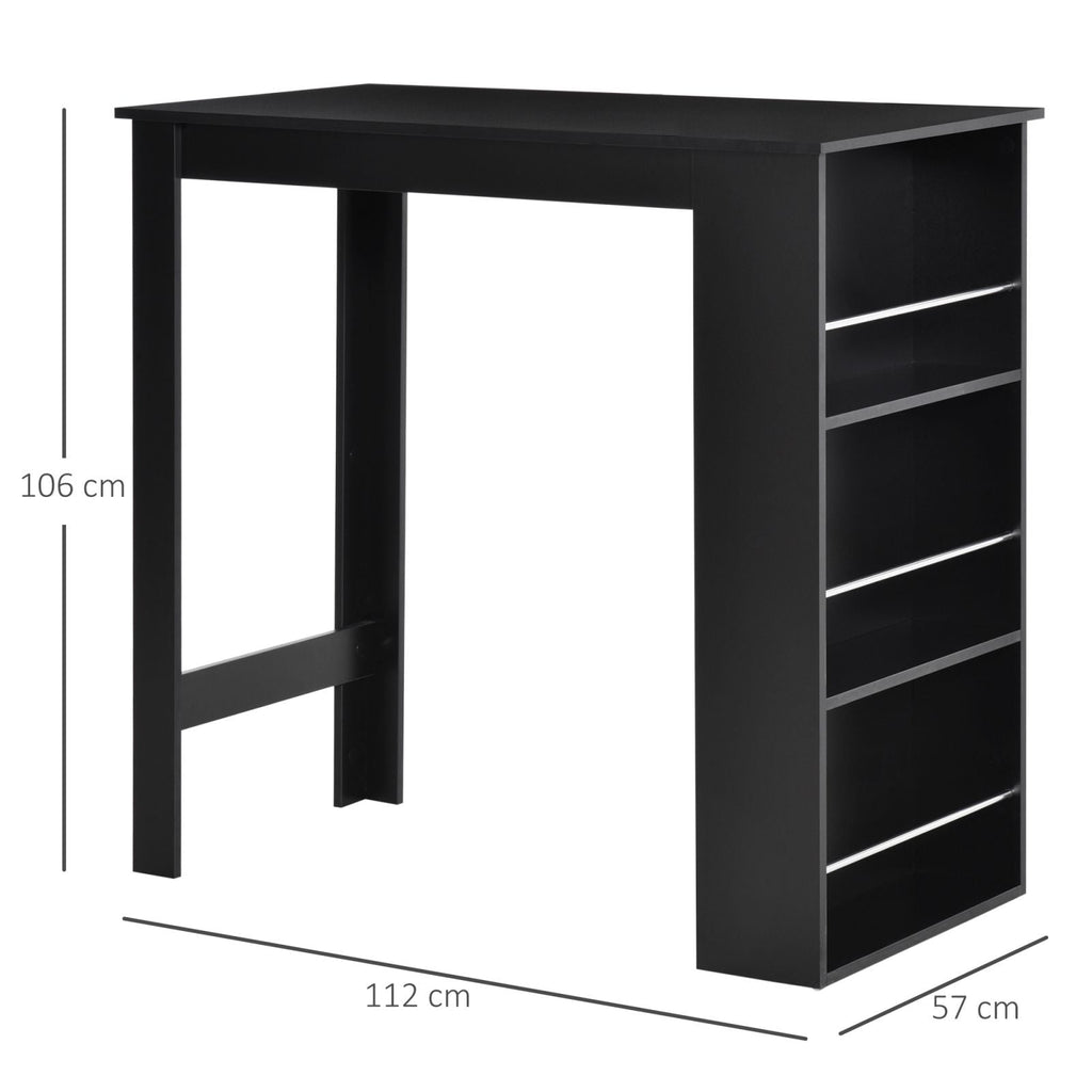 Easycomfort Bancone da Cucina Tavolo Alto with 3 Mensole in Legno, Tavolo da Bar Cucina Arredamento Moderno Casa e Bar, 112x57x106cm, black