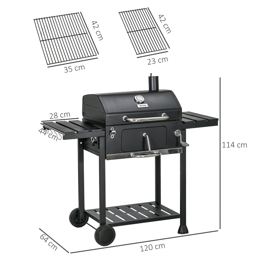 EasyComfort Houtskoolbarbecue met deksel en thermometer