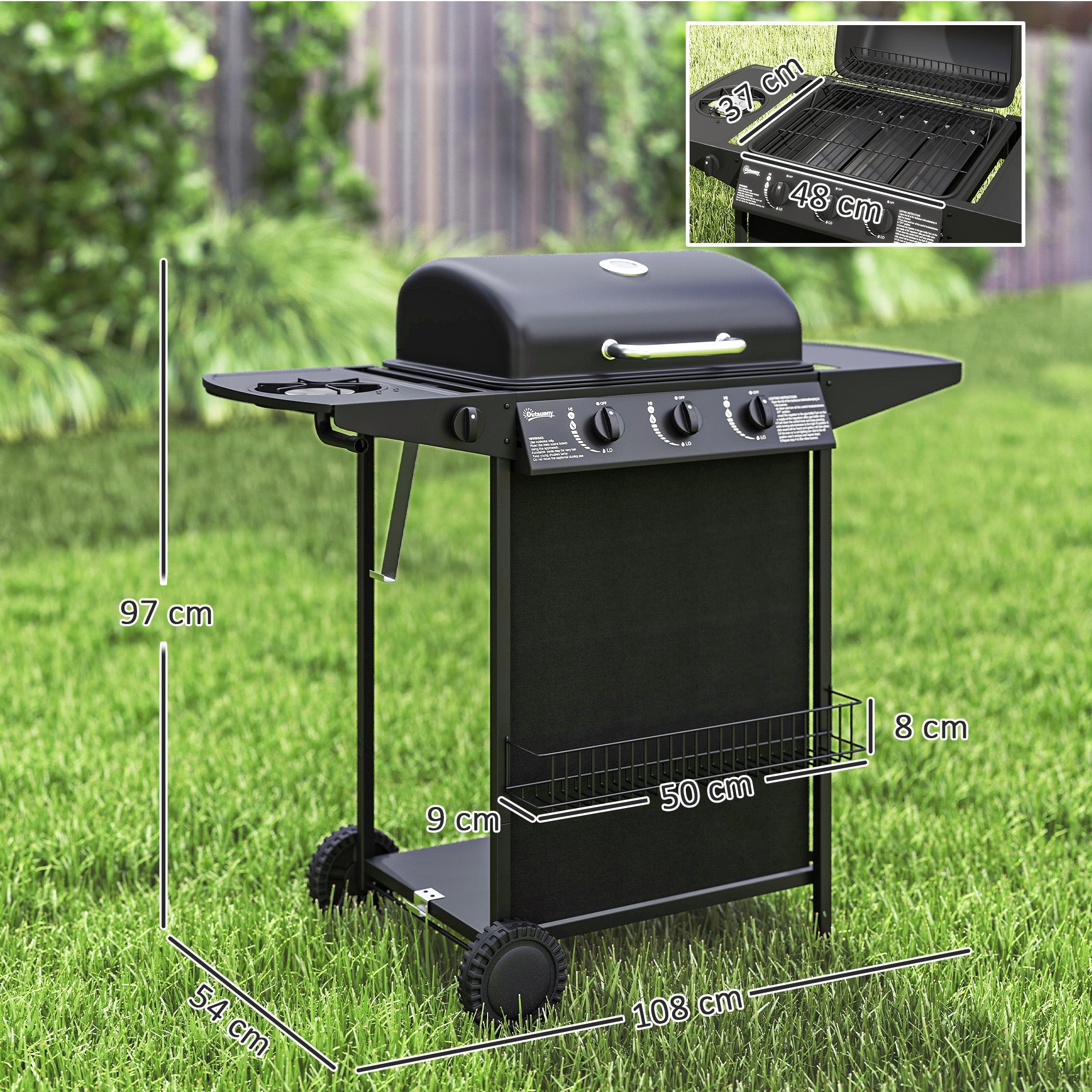 EasyComfort Gasbarbecue 4 branders, 1776 cm², zwart