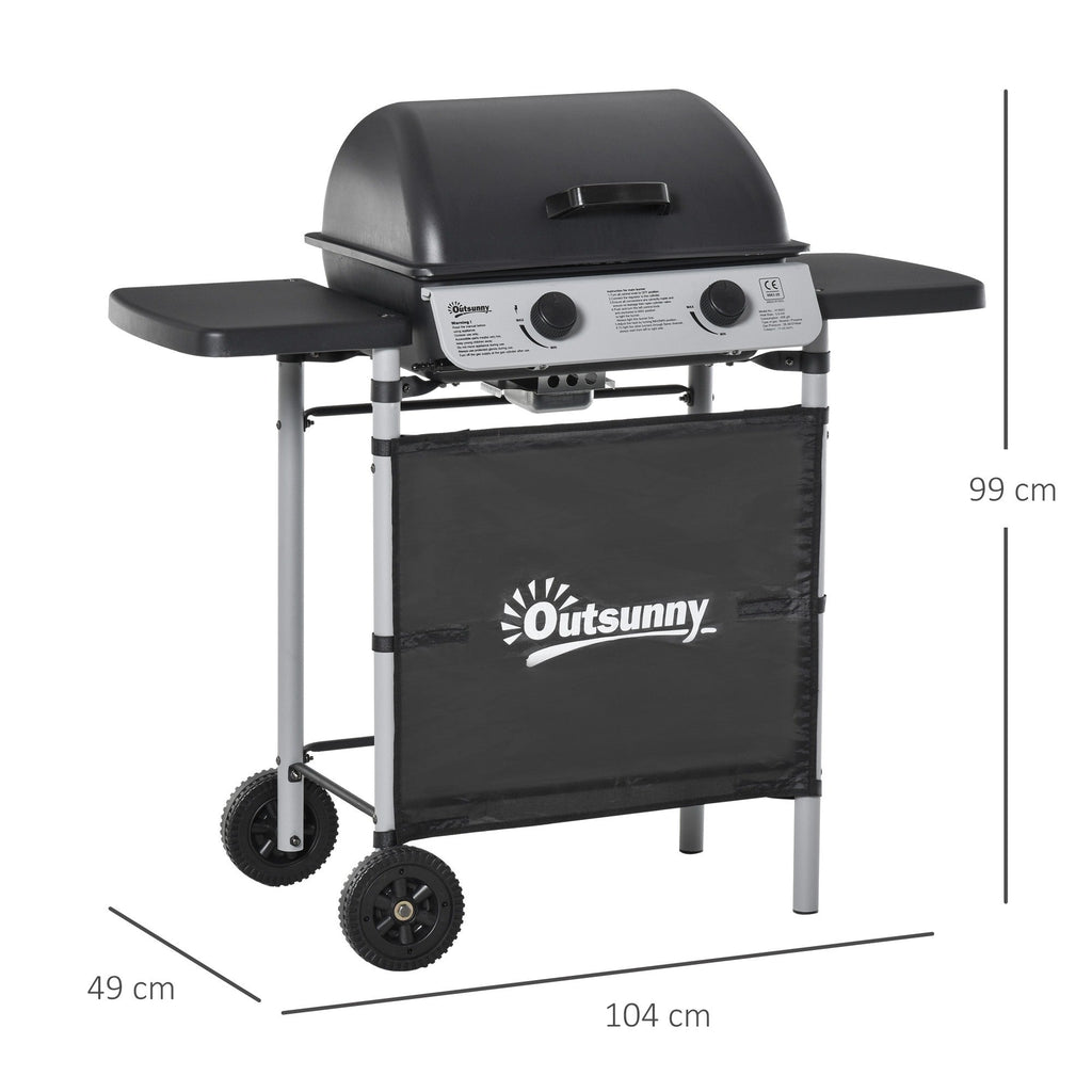 EASYCOMFORT Gas Barbecue with Lid, 5.6kW Burners, BBQ and Wheels, 104x49x99cm