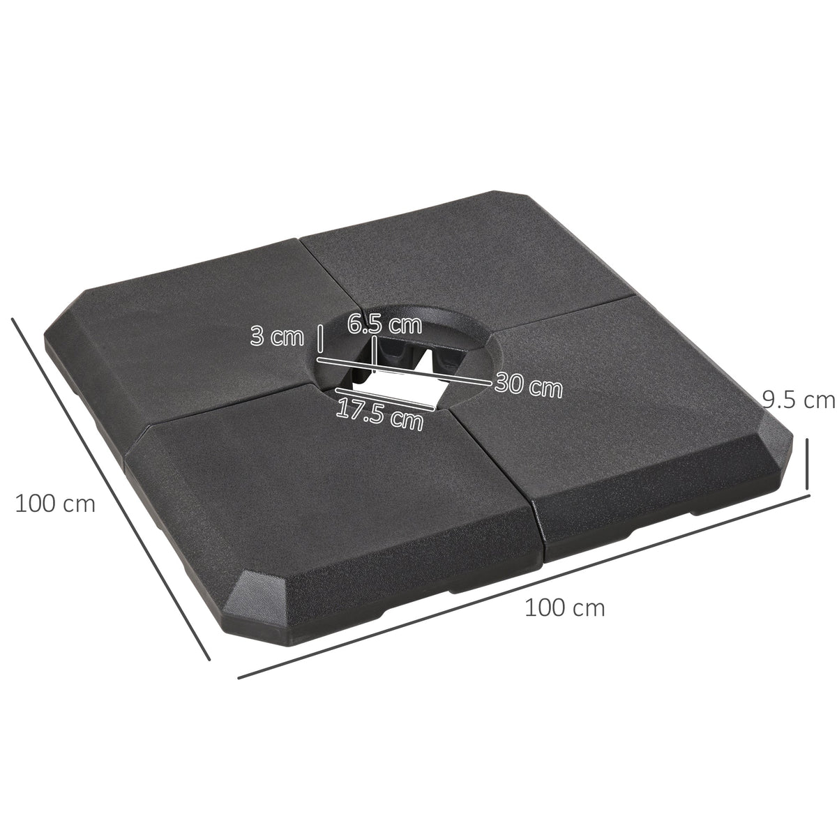 EasyComfort Base voor parasol met arm 4-delig 100x100 cm, zwart