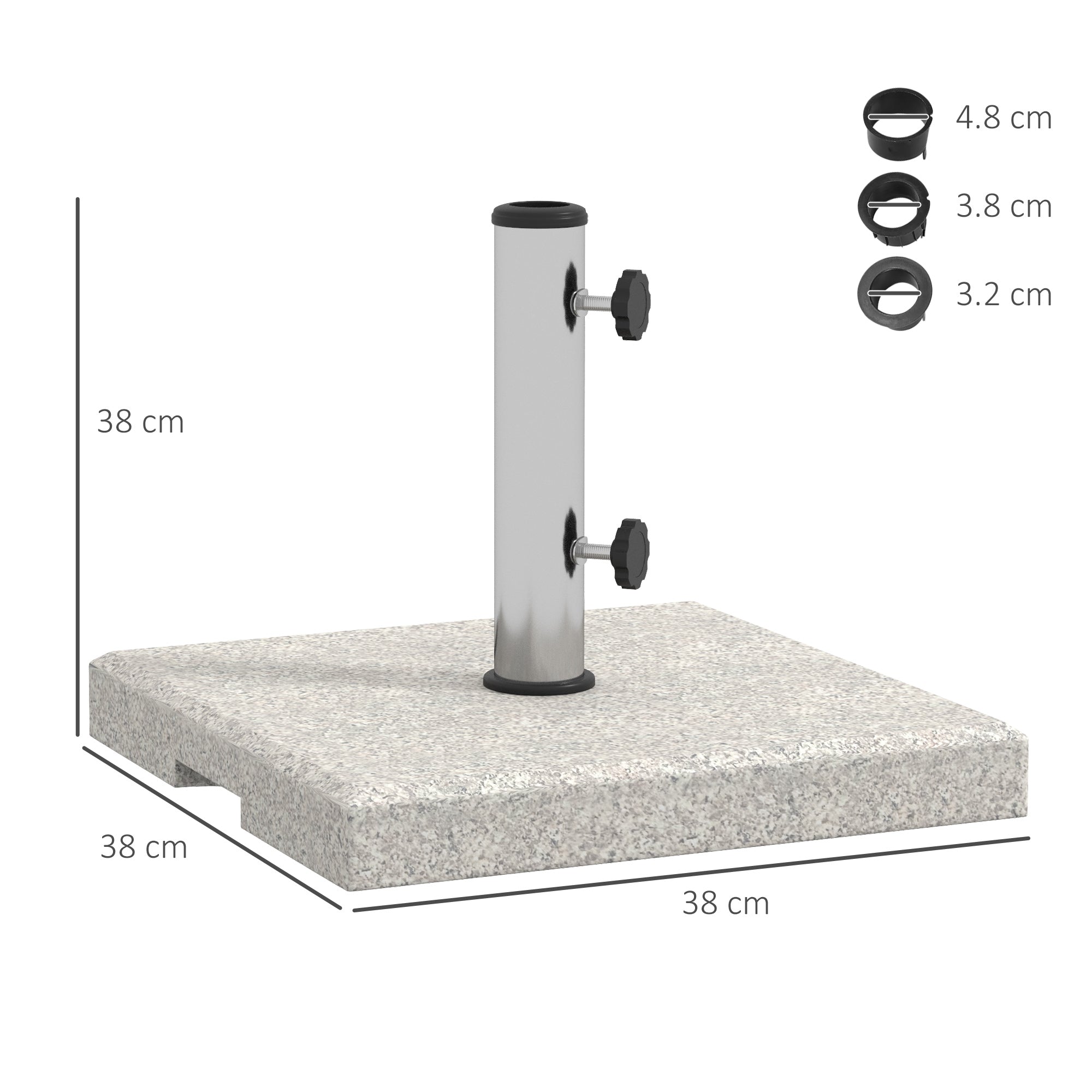 EasyComfort Base parasolvoet 25 kg voor palen Ø32/Ø38/Ø48, graniet/roestvrij staal