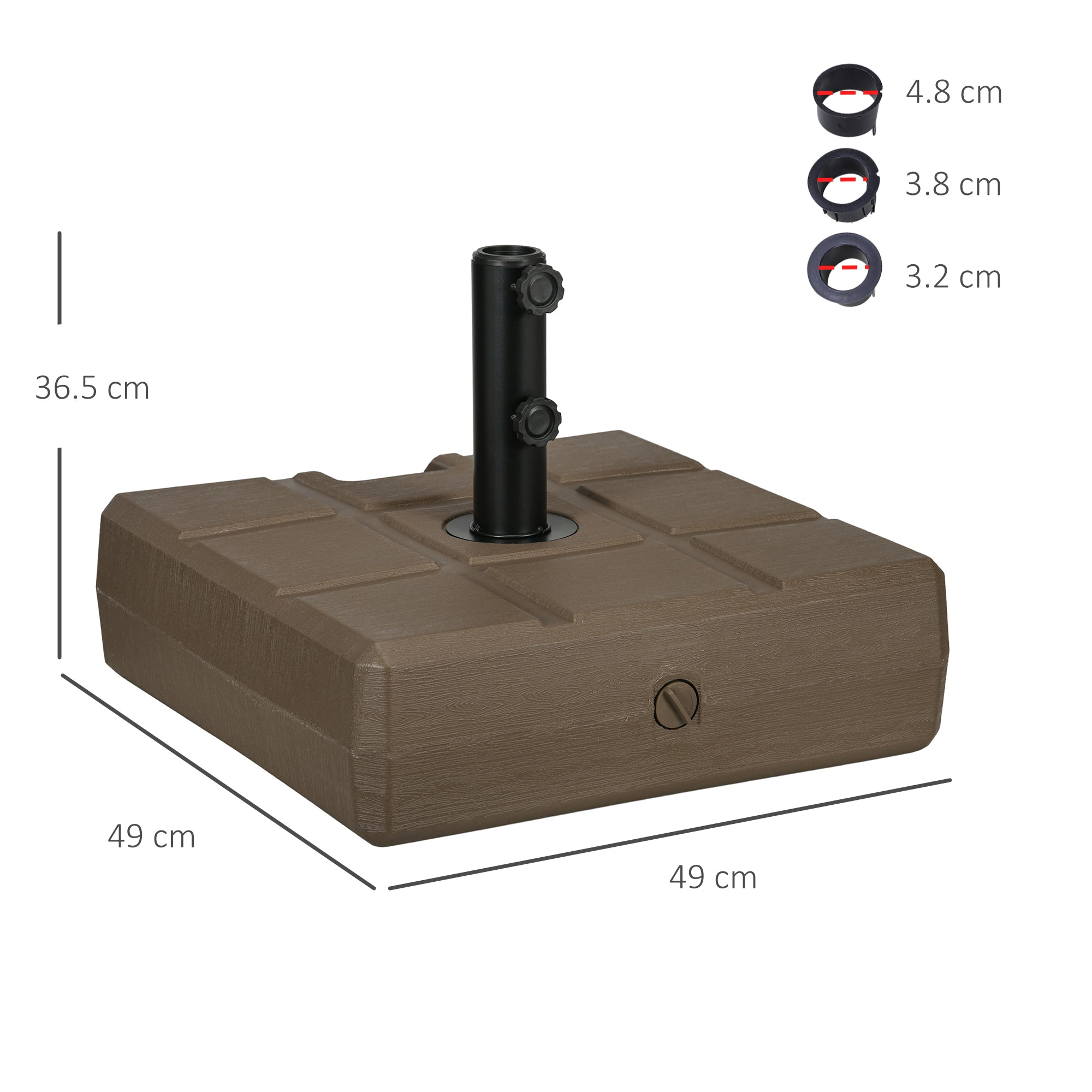 EasyComfort Base parasolvoet vulbaar 49x49x36.5 cm bruin