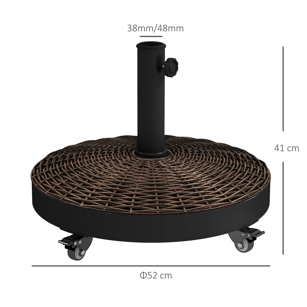 EasyComfort Base per Ombrellone da Giardino Rotonda a 4 Ruote with Freni, in Acciaio e Resina, Ø52x41 cm, Bronzo e black