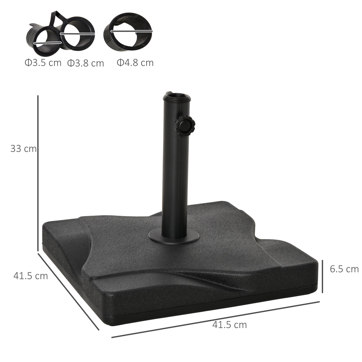 EasyComfort Basis voor parasol 20 kg voor palen Ø30/35/38 mm, 41.5x41.5x35cm