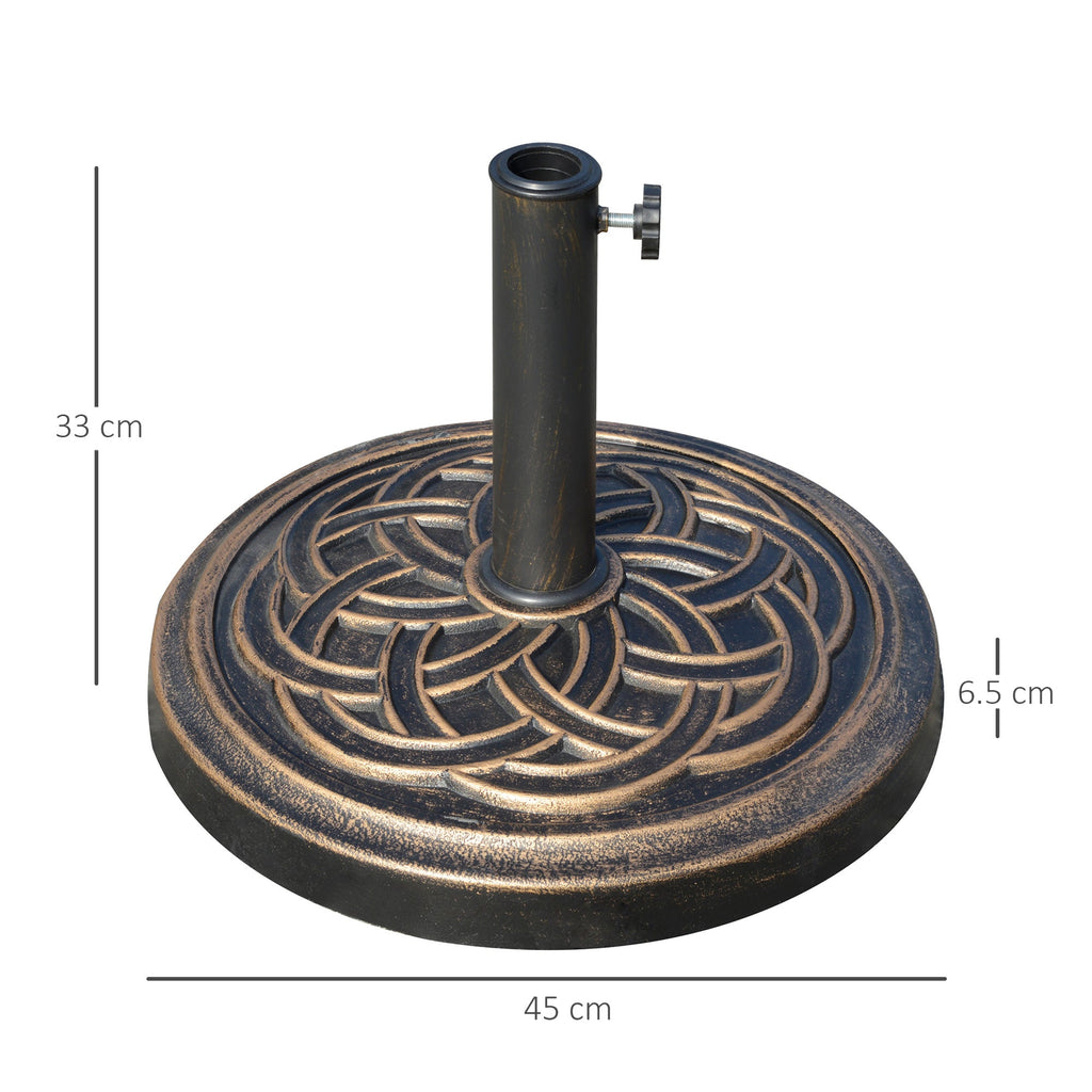 Easycomfort Base per Ombrellone Rotonda da 12kg in Resina with Decorazione, per Pali da 38mm e 48mm, Φ45x33cm, Bronzo