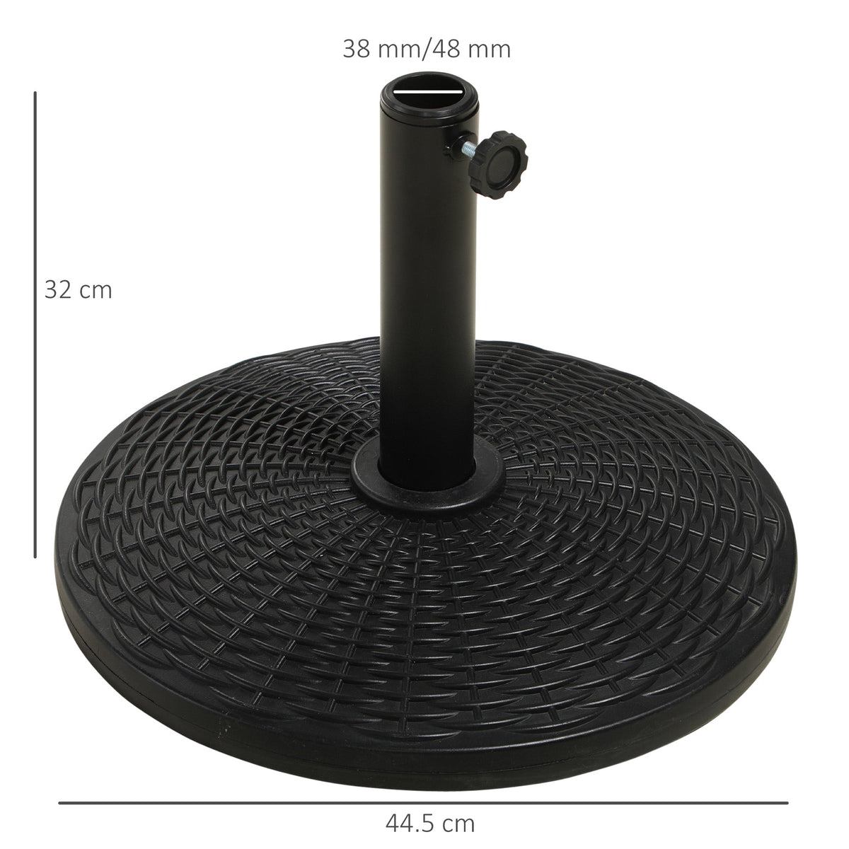 EasyComfort Base parasolvoet rattan-effect 12,5 kg Ø44.5 cm voor Ø38/48 mm, zwart