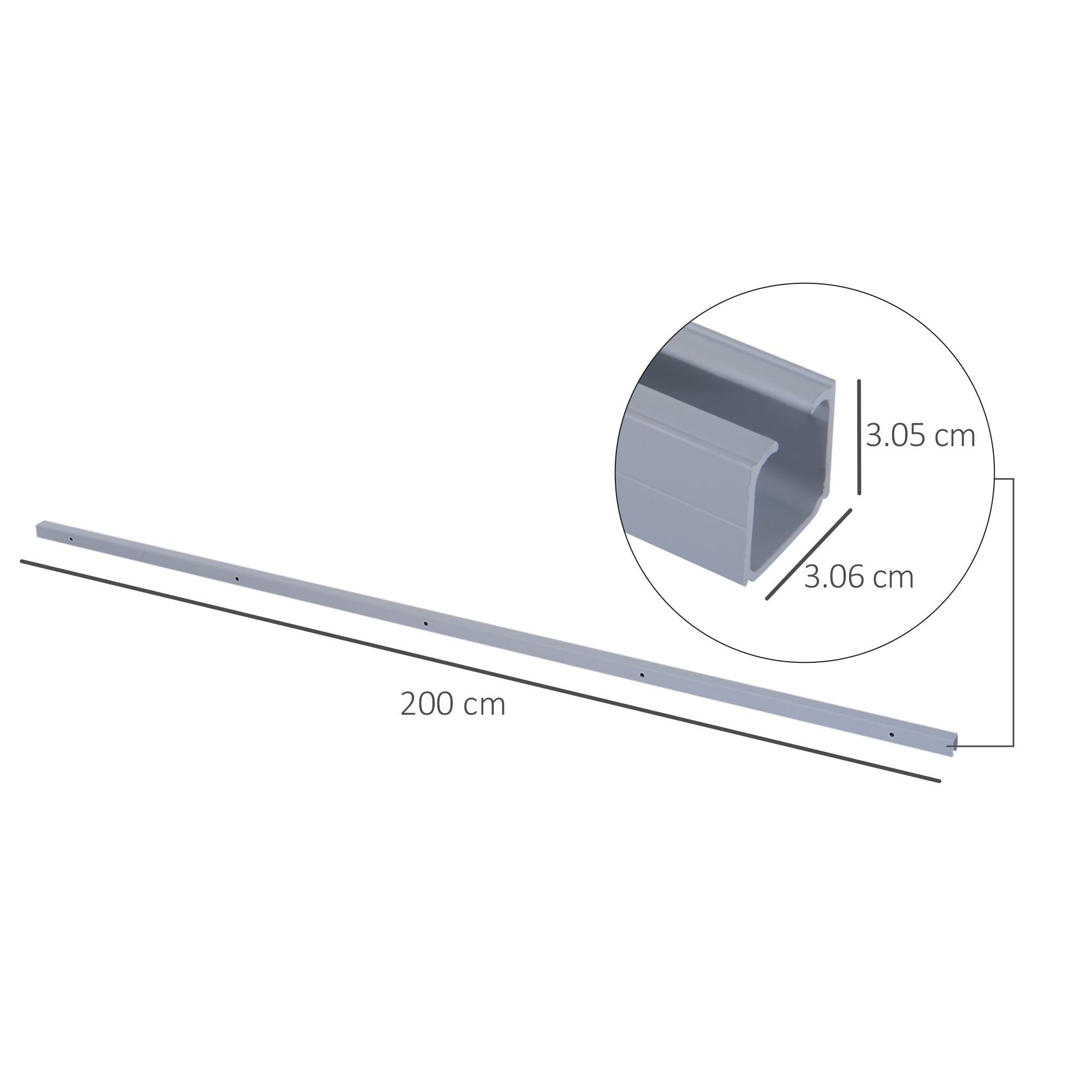 EasyComfort Binario schuifdeurbeslag 200 cm (voor deuren 35–45 mm)