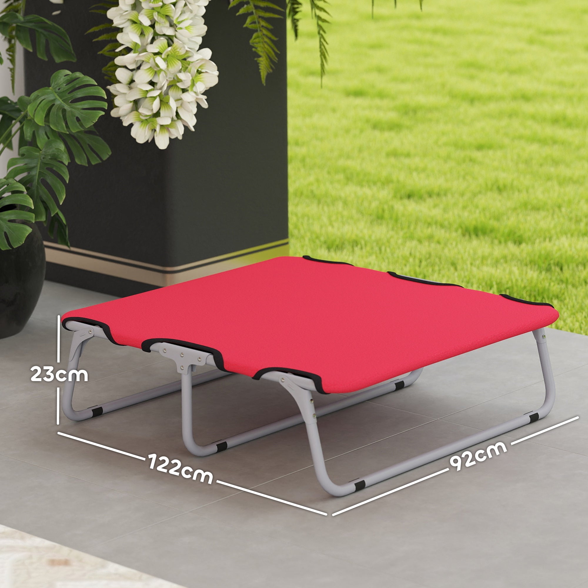 EasyComfort Brandina per Cani Piccoli Pieghevole per Interno ed Esterno, Metallo e Tessuto Oxford, 71x58x20 cm, Rosso