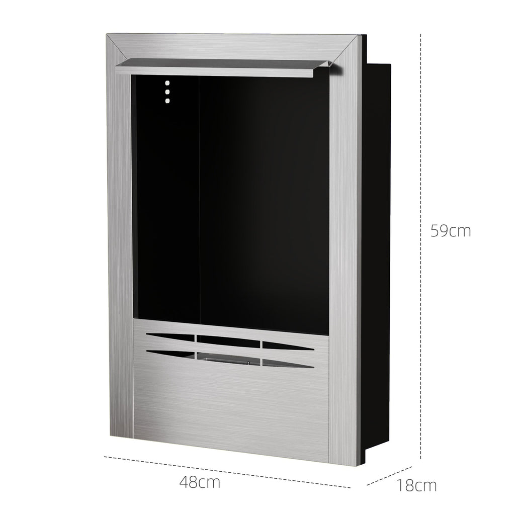 EasyComfort Camino a Bioetanolo da built-in in Acciaio, Capacità 0.9L e Durata 3.3 Ore, 48x18x59 cm, Argento