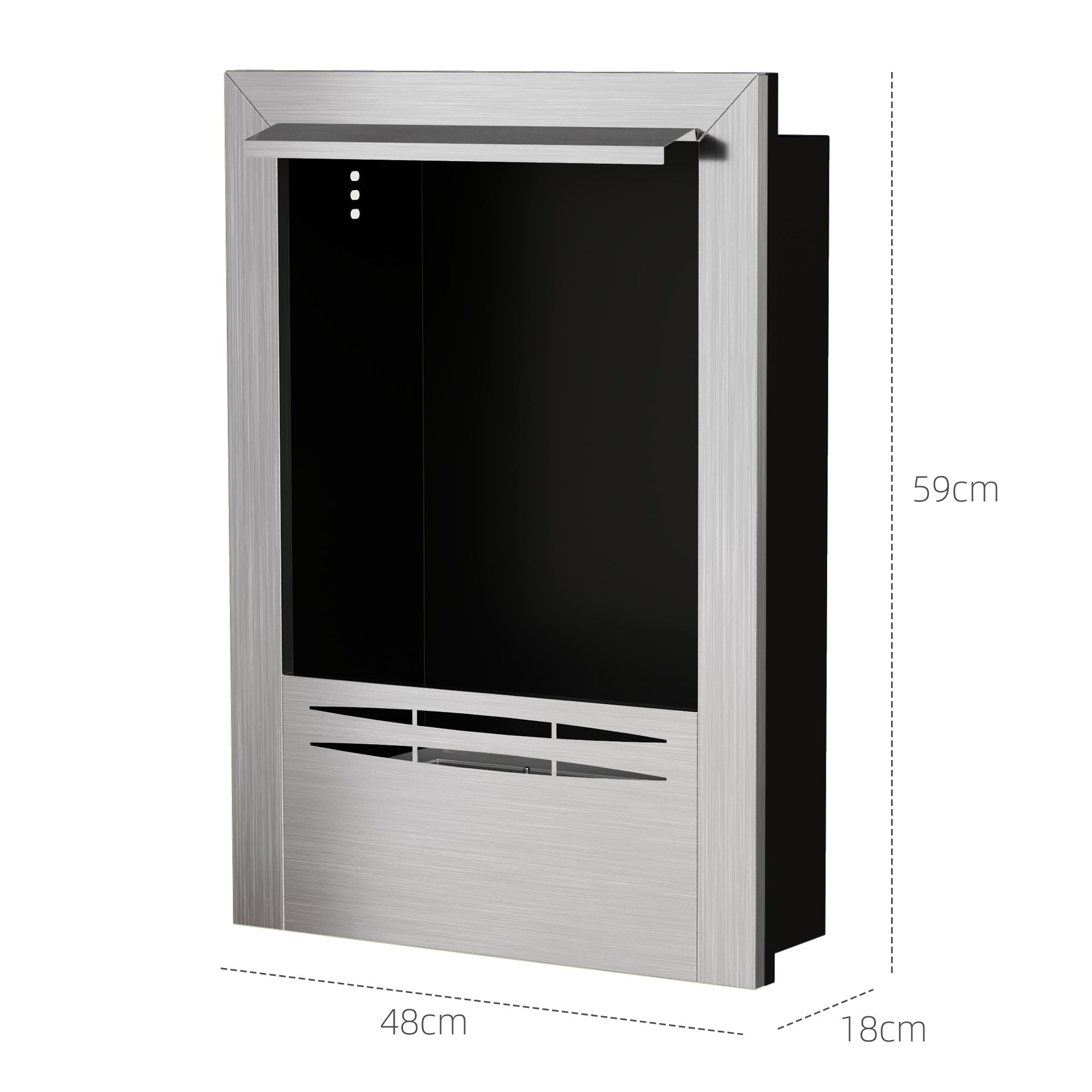 EasyComfort Camino a Bioetanolo da built-in in Acciaio, Capacità 0.9L e Durata 3.3 Ore, 48x18x59 cm, Argento