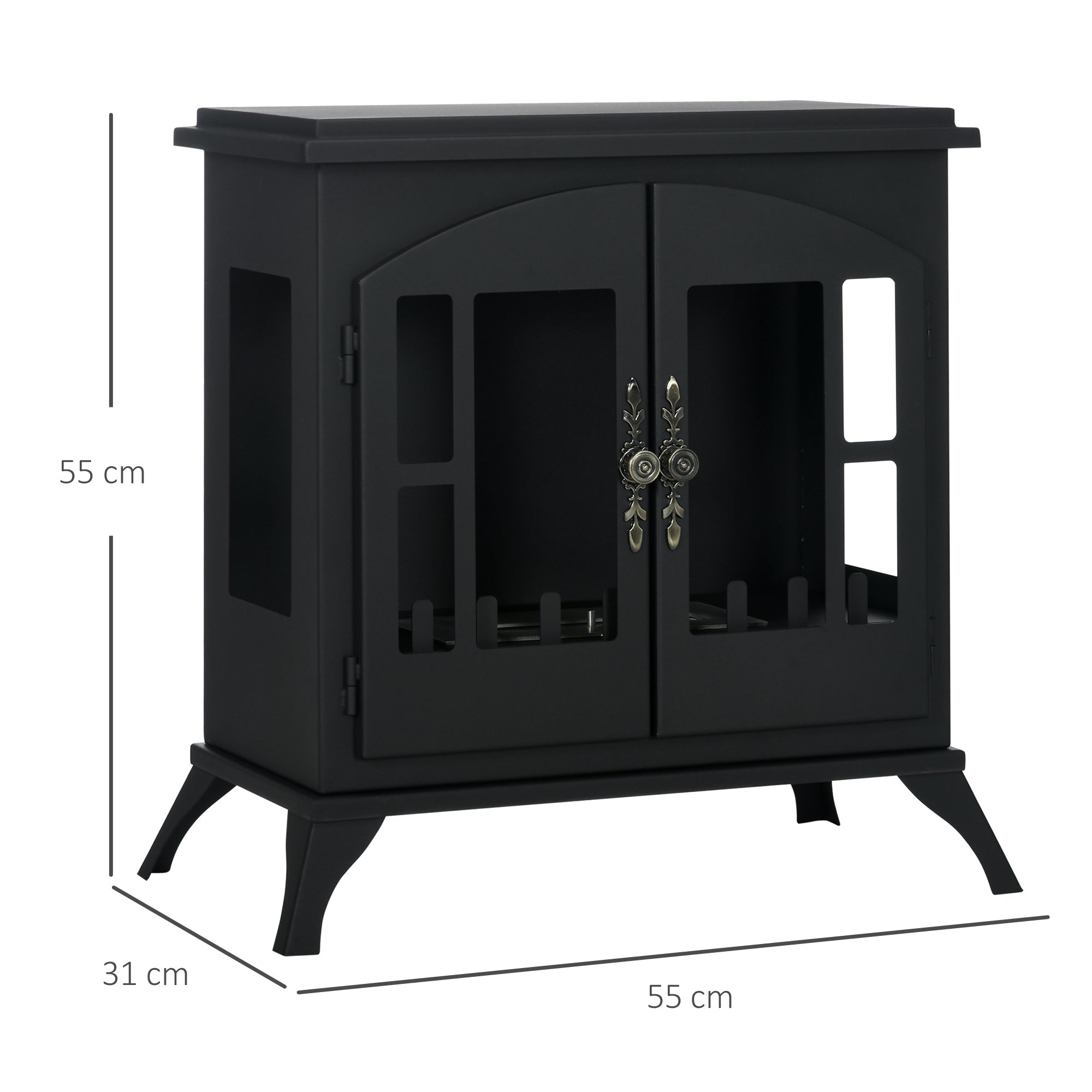 EasyComfort Camino a Bioetanolo in Acciaio Inox with Bruciatore da 0.9L per 3 Ore di Durata, 55x31x55cm, black