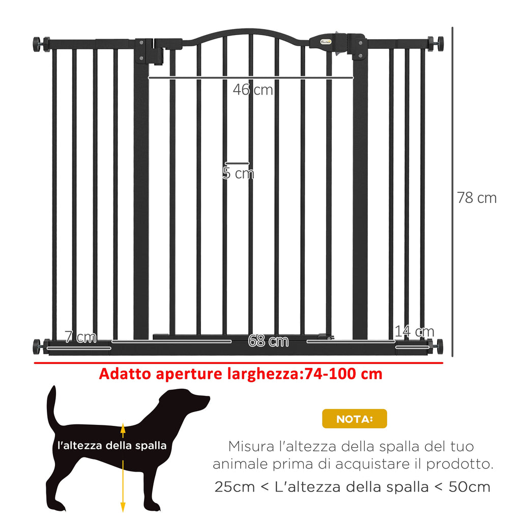 EasyComfort Cancelletto per Cani Estensibile con 4 Viti Regolabili, in Metallo e Plastica, 74-100x78 cm, Nero