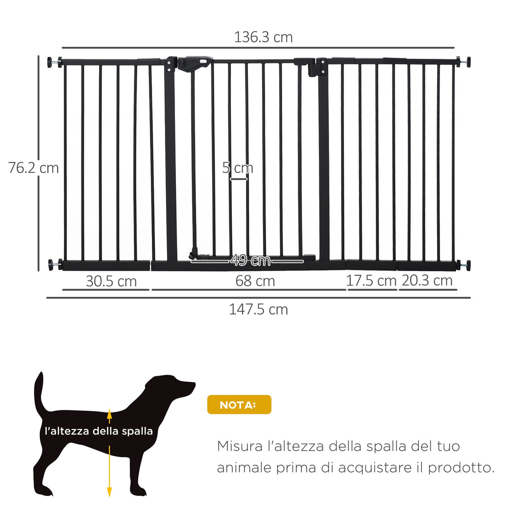 EASYCOMFORT Dog Gate 3 Extensions up to 152.3cm Automatic Closing