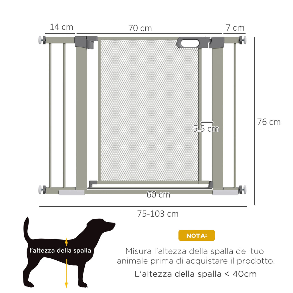 EasyComfort Veiligheidshekje voor Honden, Drukmontage, 75–103×76 cm, Grijs
