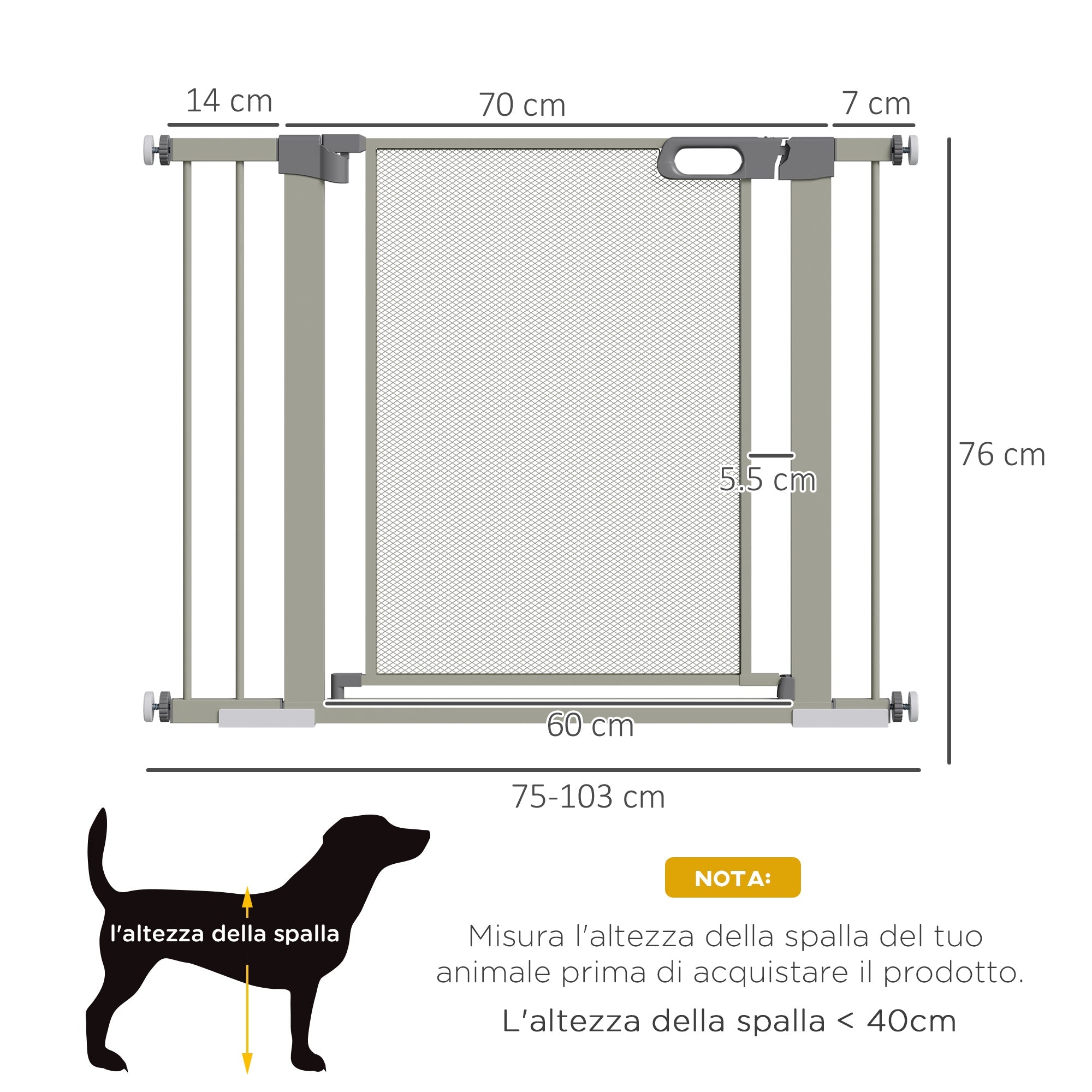 EasyComfort Veiligheidshekje voor Honden, Drukmontage, 75–103×76 cm, Grijs