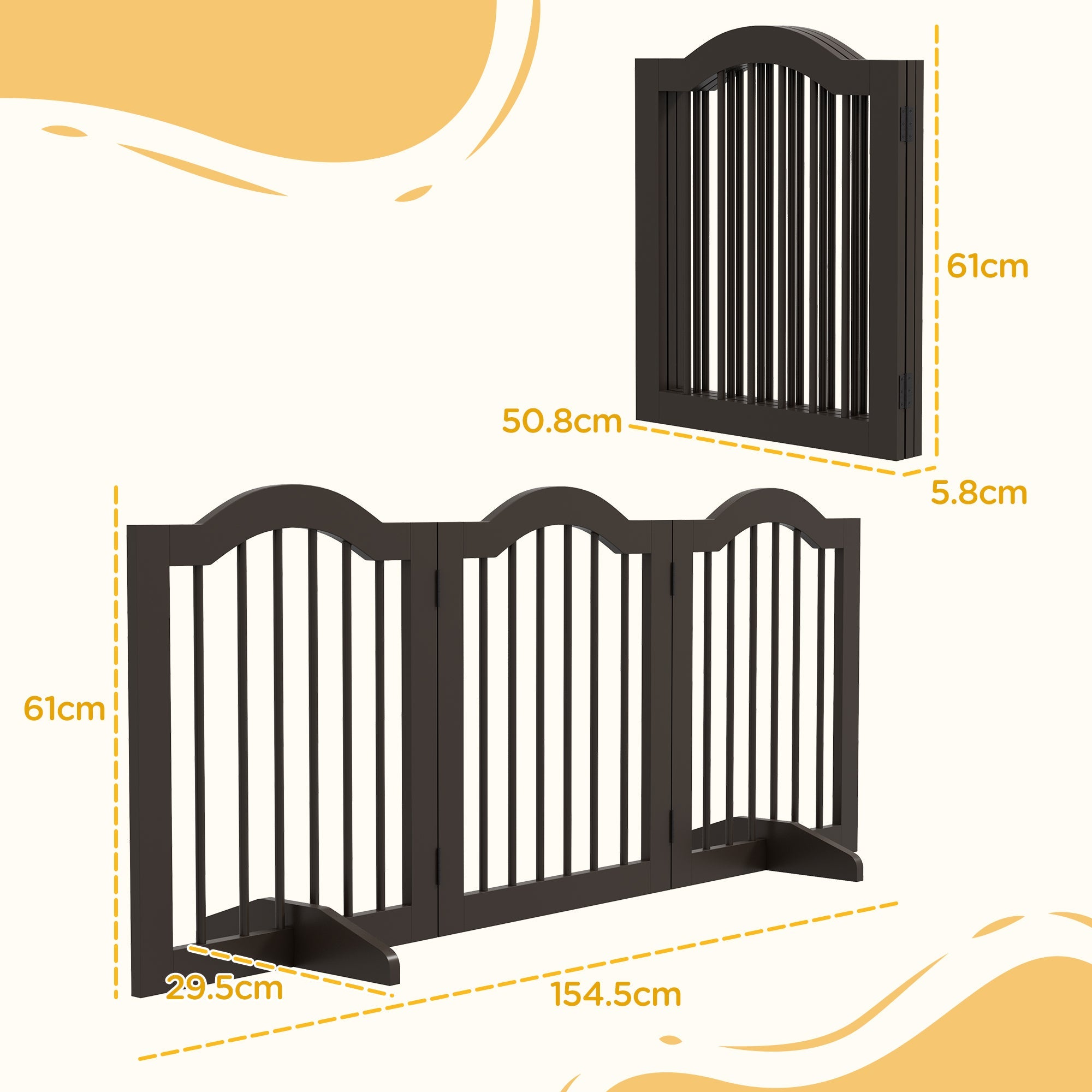EasyComfort Cancellino hondenhek 3-secties hout 154.5x29.5x61cm