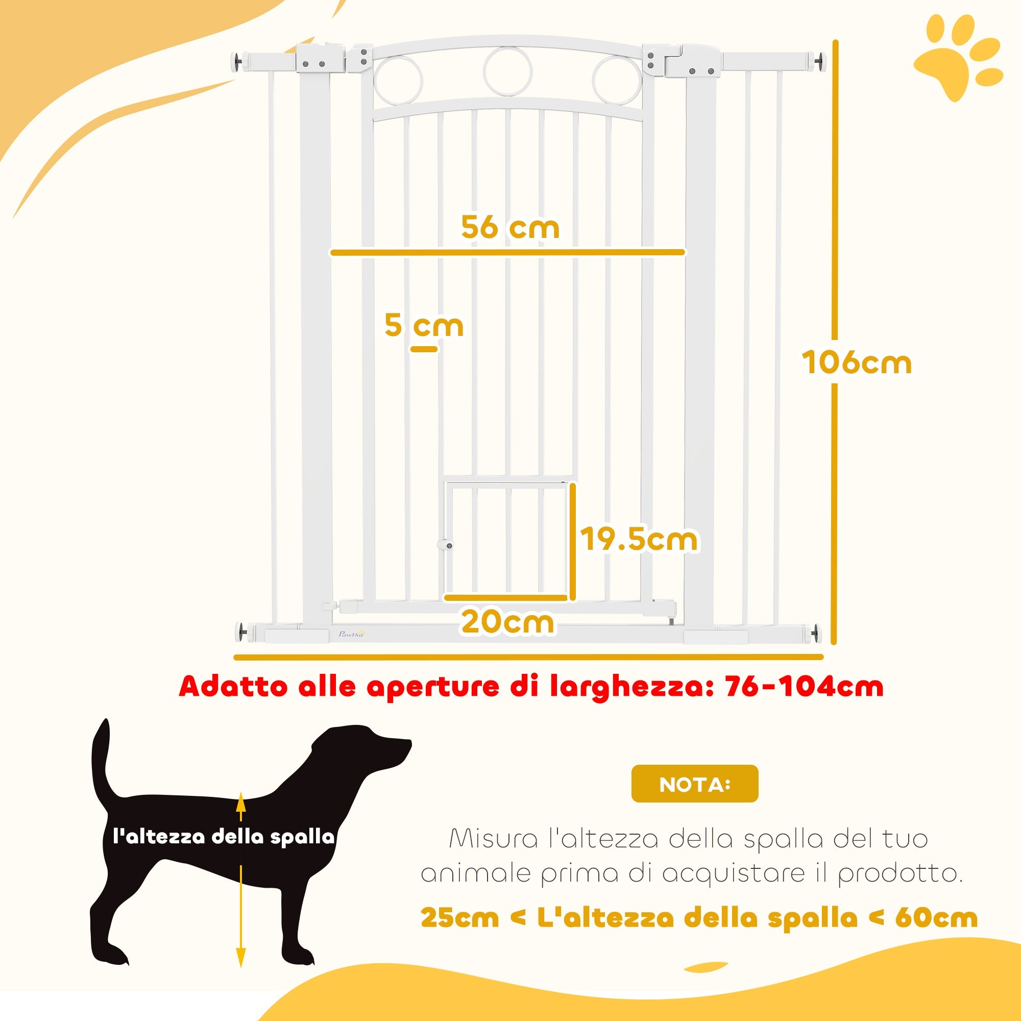 EasyComfort Hondenhek verstelbaar 76–104 cm, 106 cm hoog