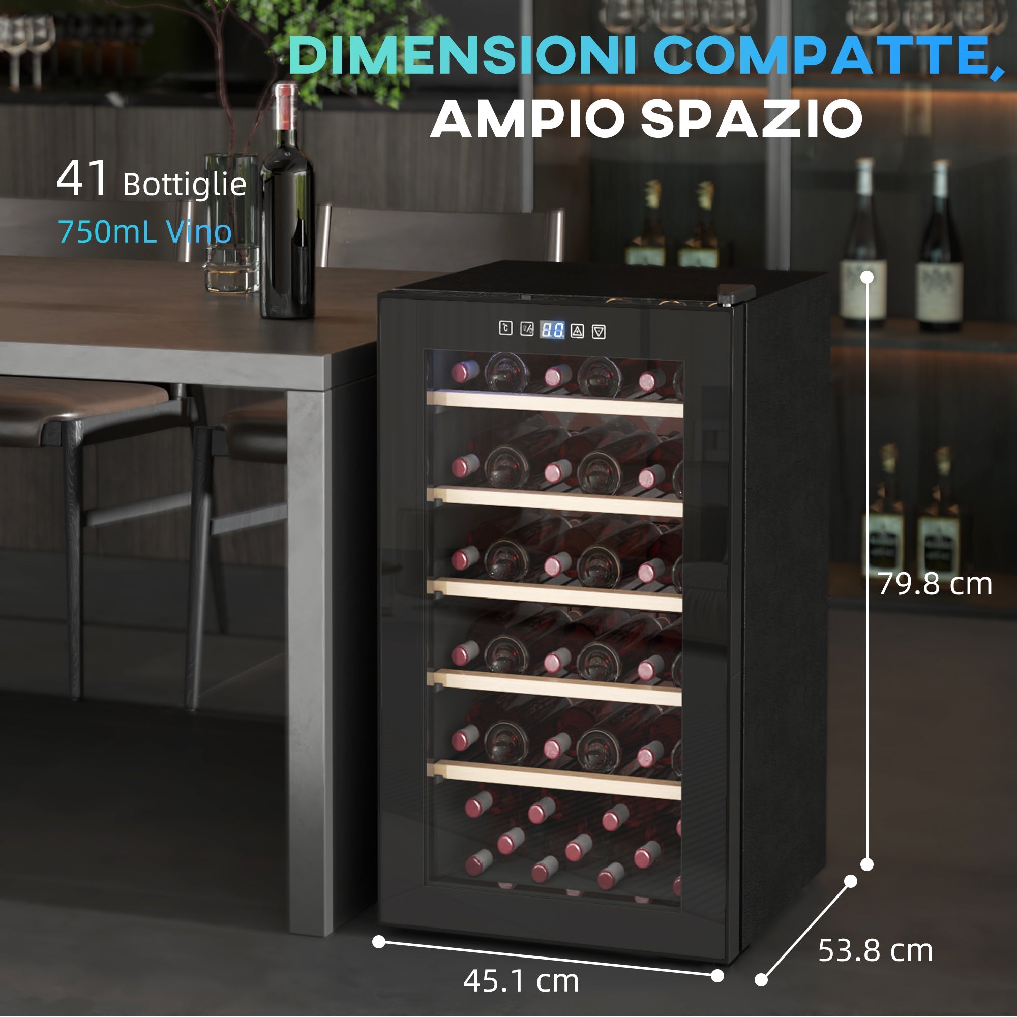 EasyComfort Cantinetta Vino wijnkoelkast 41 flessen (91L) zwart