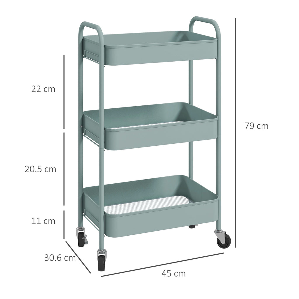EasyComfort 3-laags keukenwagen 45x30.6x79 cm (lichtblauw)