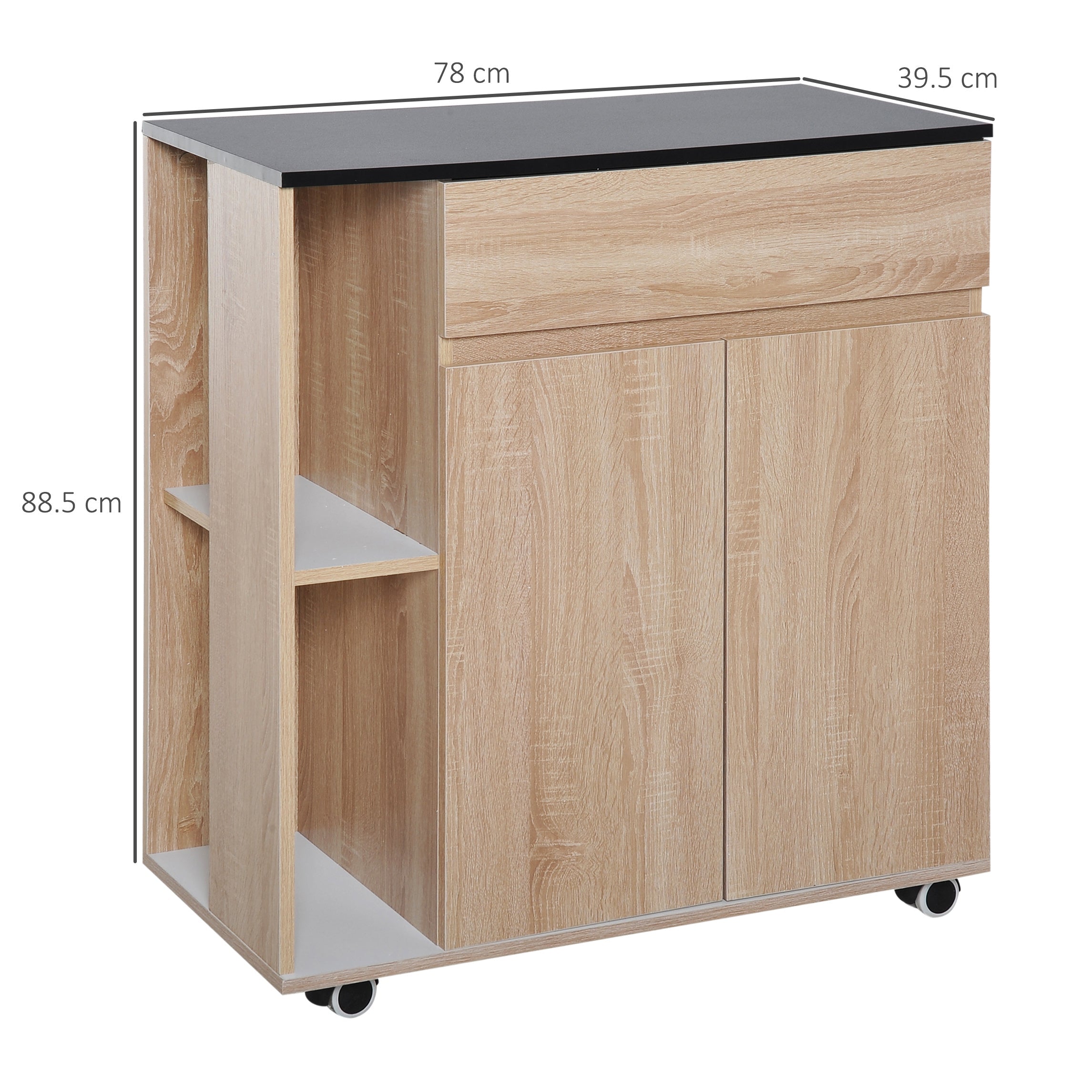 Easycomfort Carrello da Cucina with Ruote, Carrello Cucina with Cassetti Armadietto in Legno Truciolato 78x39.5x88.5cm