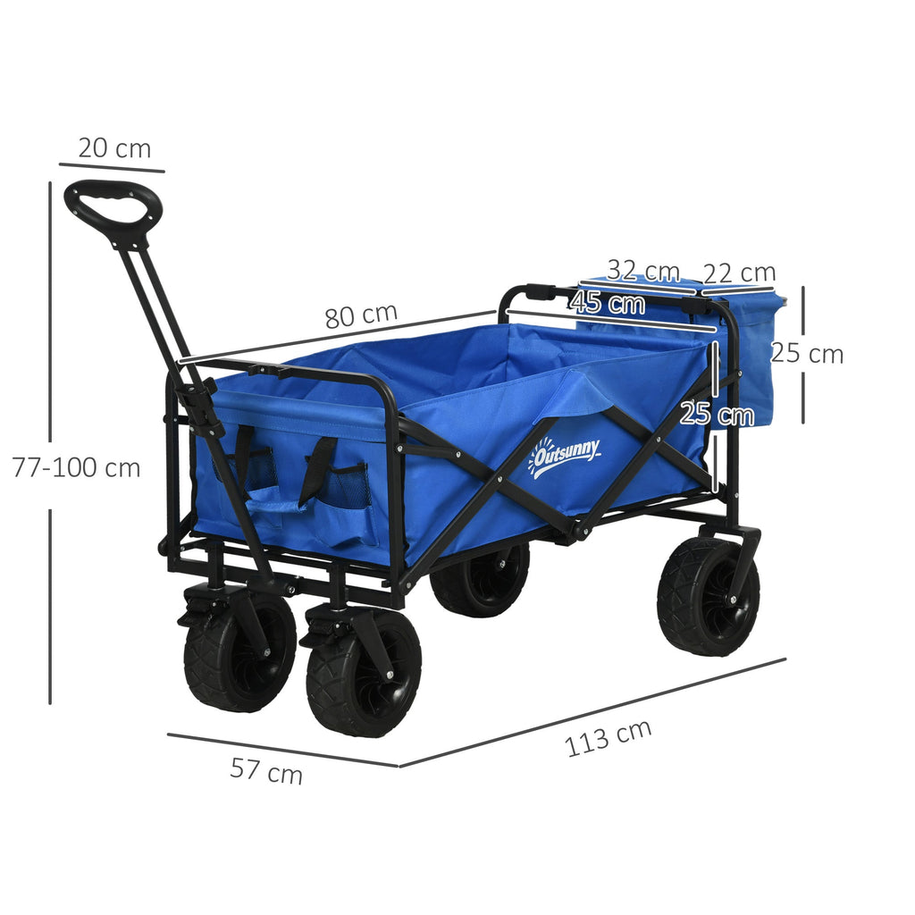 EasyComfort Carrello da Giardino 110L with Maniglia Telescopica e Borsa Termica da 15L in Acciaio e Tessuto, Blu
