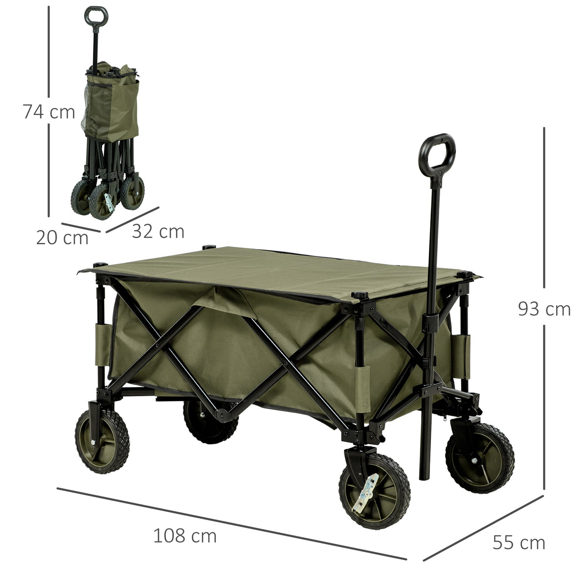EasyComfort Carrello da Giardino 125L opvouwbare tuinwagen