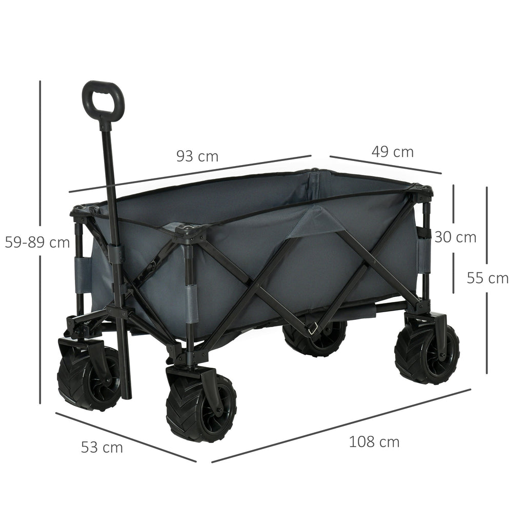 EasyComfort Carrello da Giardino Carico max 70kg with Maniglia Telescopica, in Metallo e Tessuto Oxford, 108x55 cm, Grigio