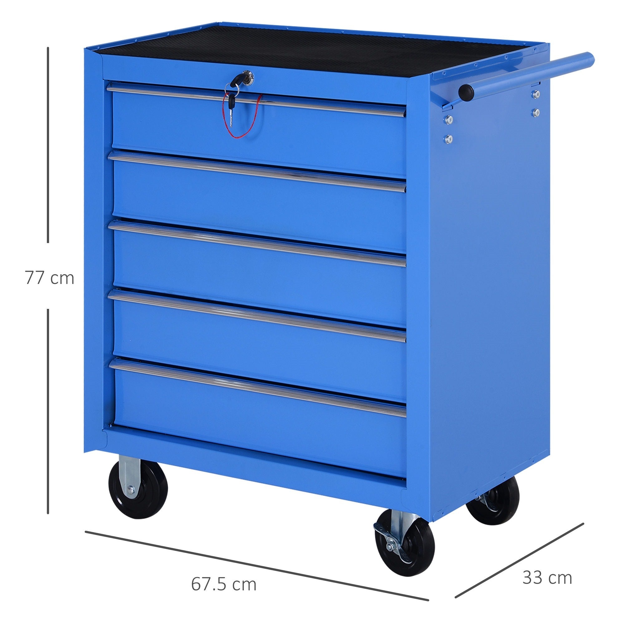 EASYCOMFORT Workshop Trolley with 5 Drawers for Work Tools 67.5x33x77cm