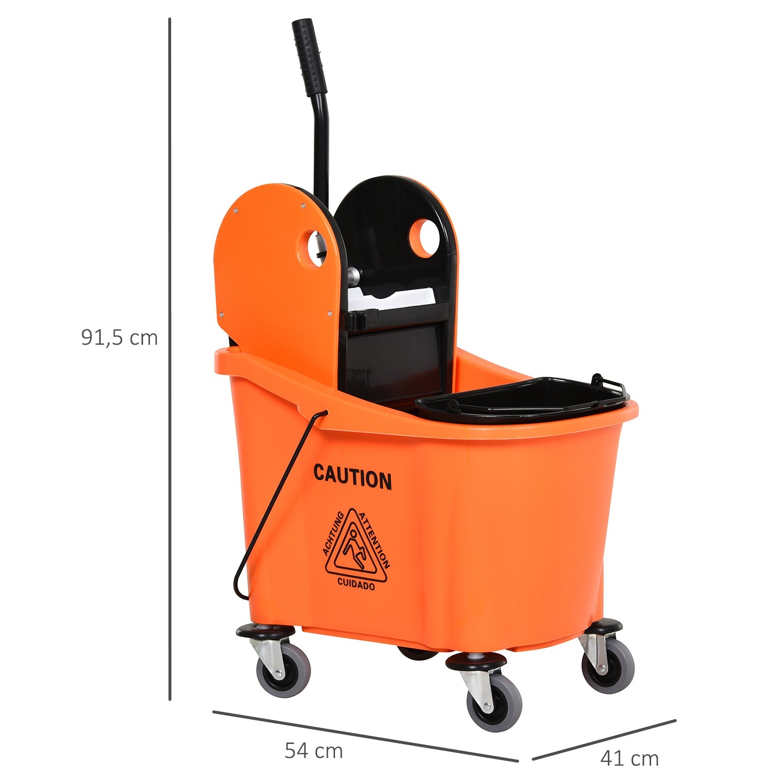 Easycomfort Carrello Secchio Lavapavimenti da 36L with Strizzatore Pressa Arancione