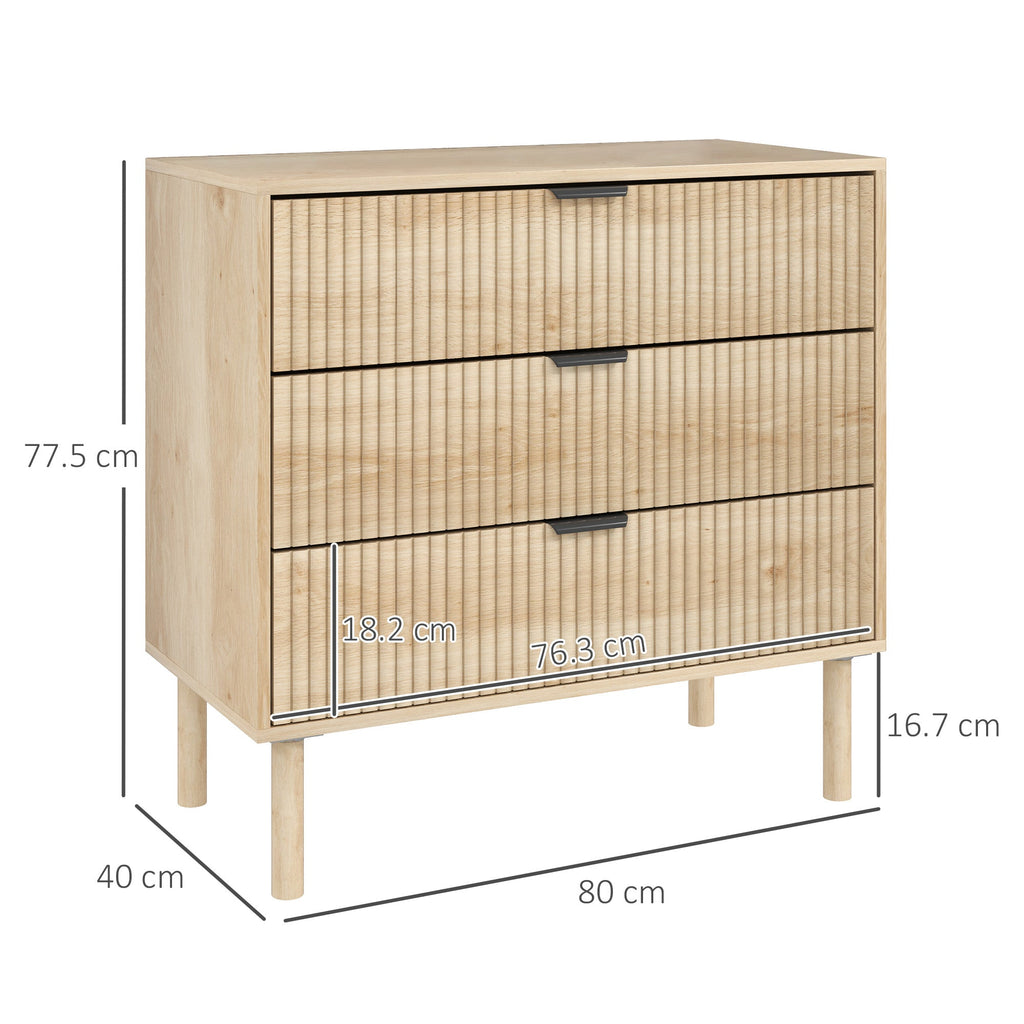 EasyComfort 3-laden ladekast 80 x 40 x 77.5 cm - Eik