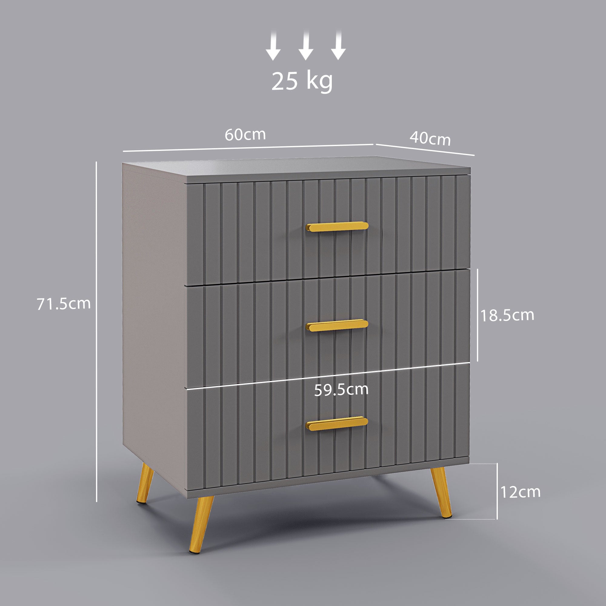 EasyComfort Ladekast 3 lades 60x40x71.5 cm goud/donkergrijs