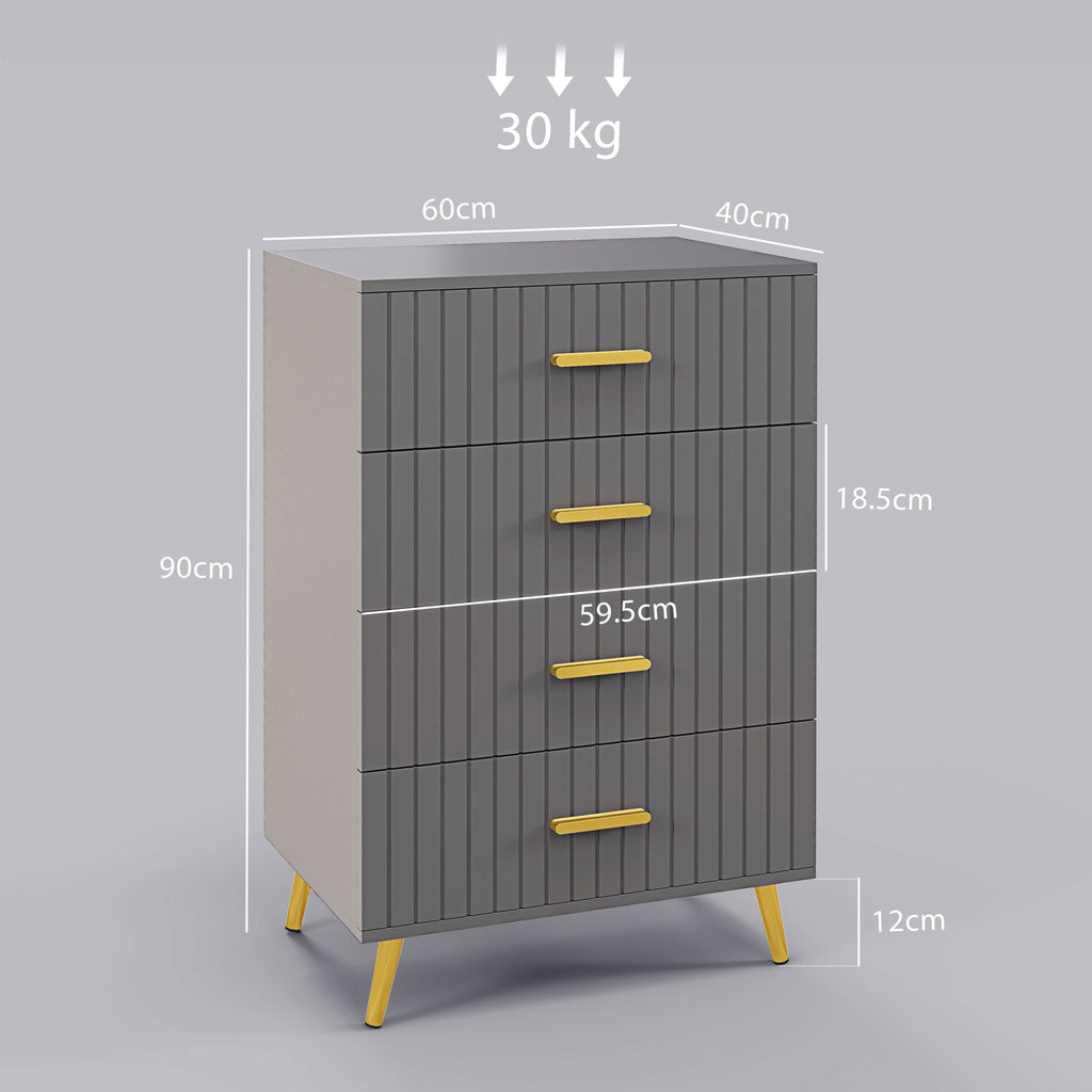 EasyComfort Ladekast 4 laden 60x40x90 cm goud/antraciet
