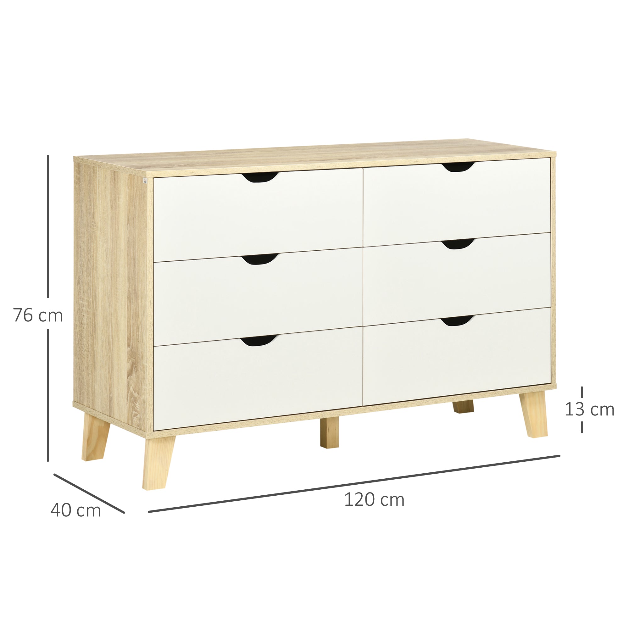 EasyComfort Ladekast 6 lades 120x40x76 cm wit/hout