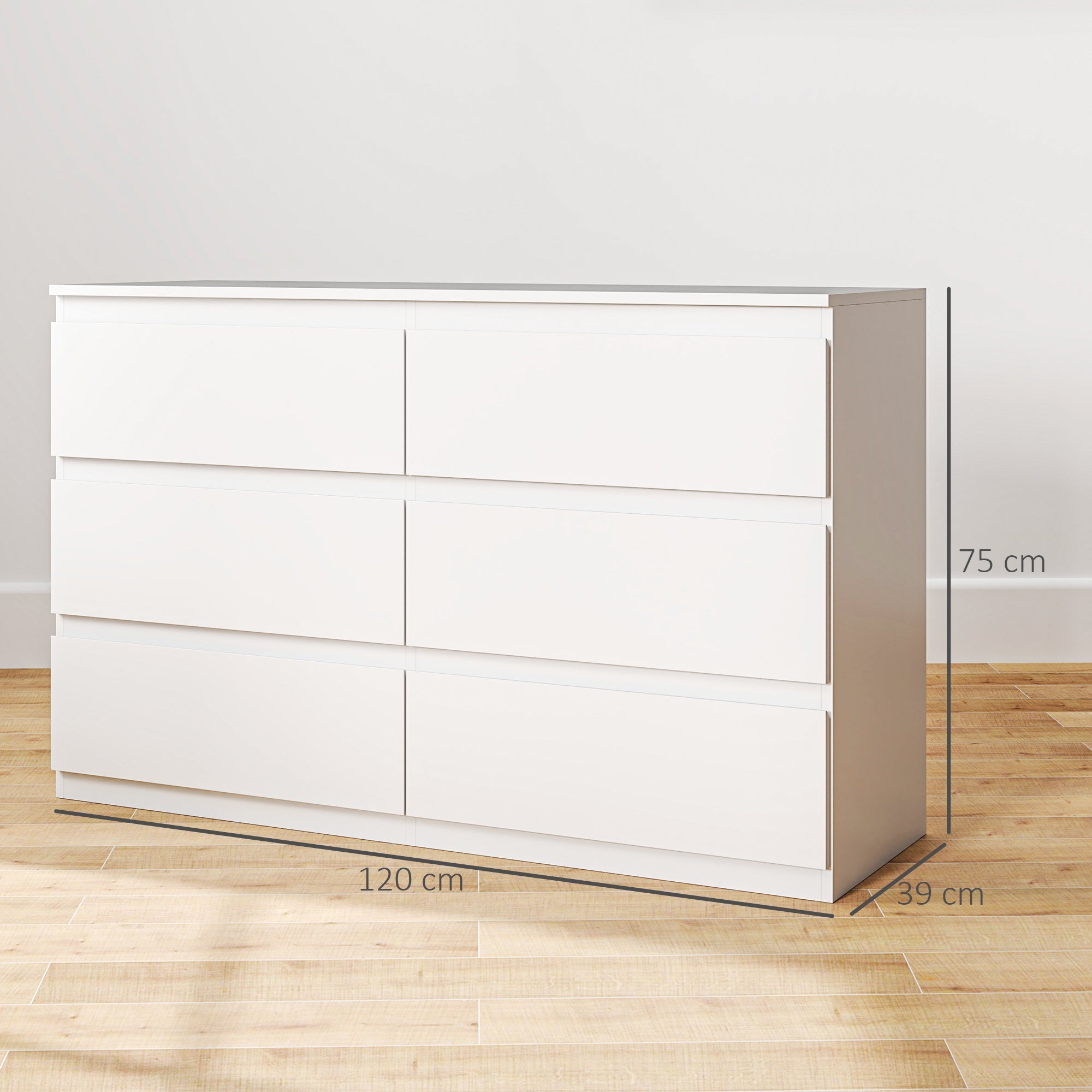EasyComfort 6-ladenkast hout, 120x39x75 cm