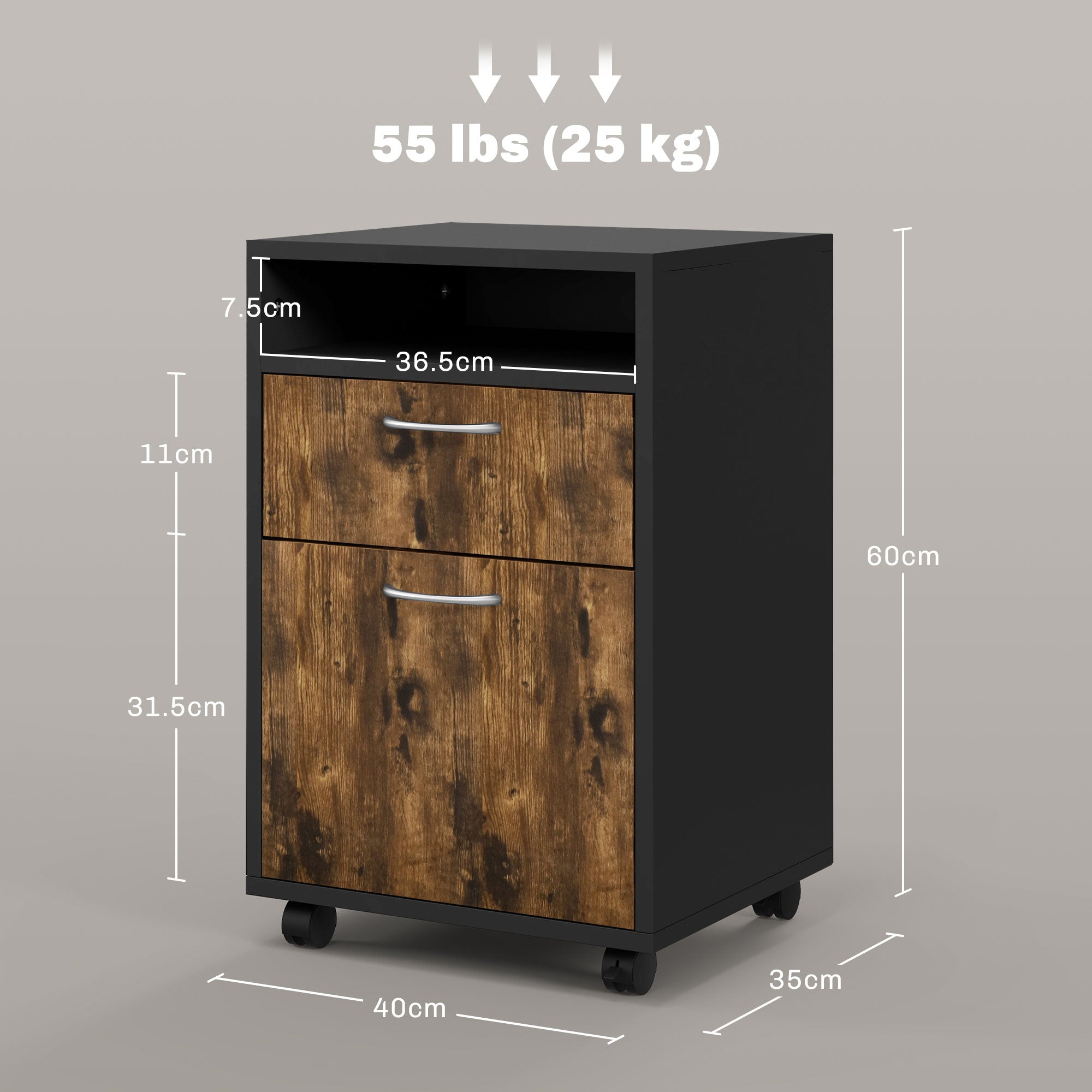 EasyComfort Cassettiera Portadocumenti ladekast met plank en lade 40x35x60 cm