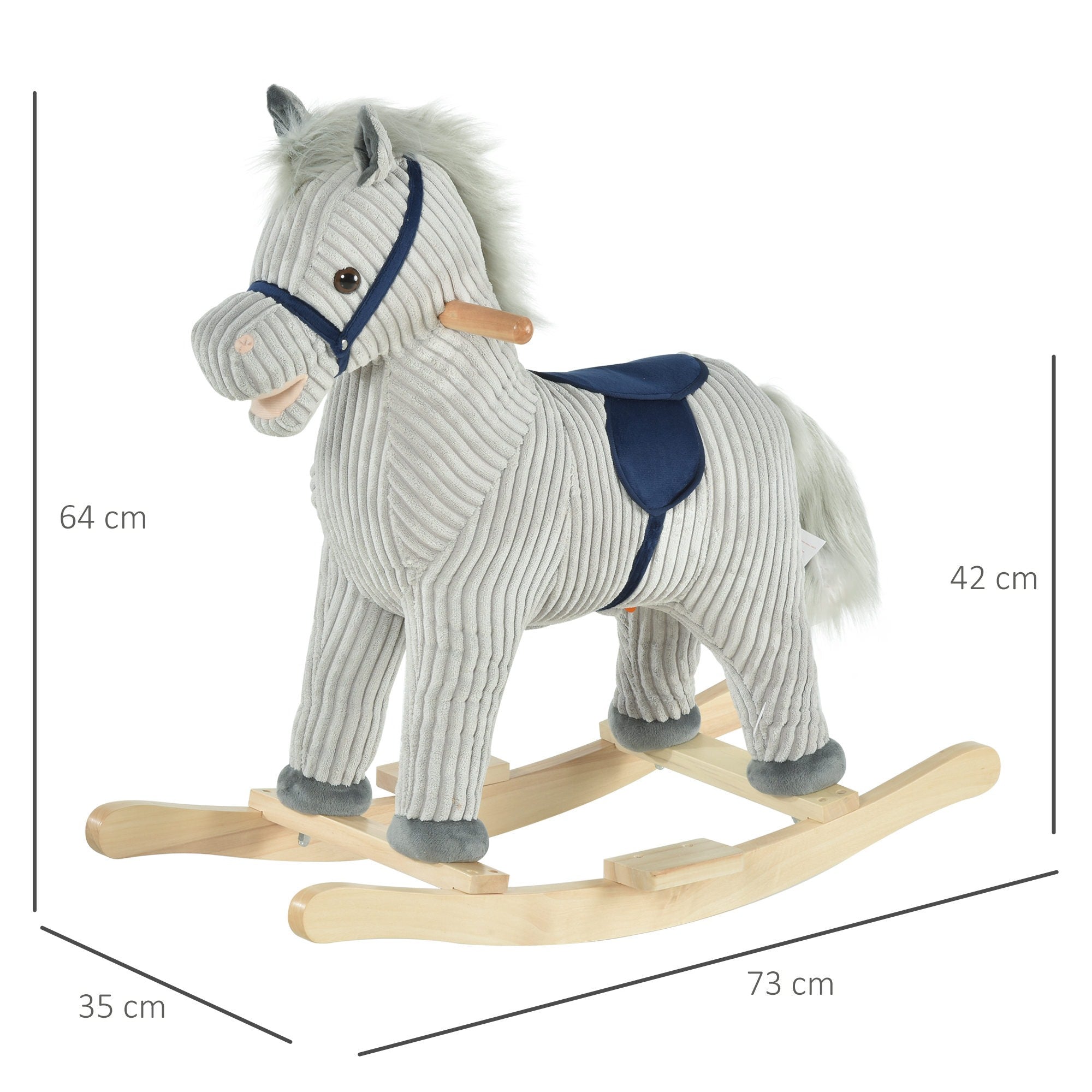 EasyComfort Cavallo schommelpaard voor kinderen 3–6 jaar, met geluid, 73x35x64 cm