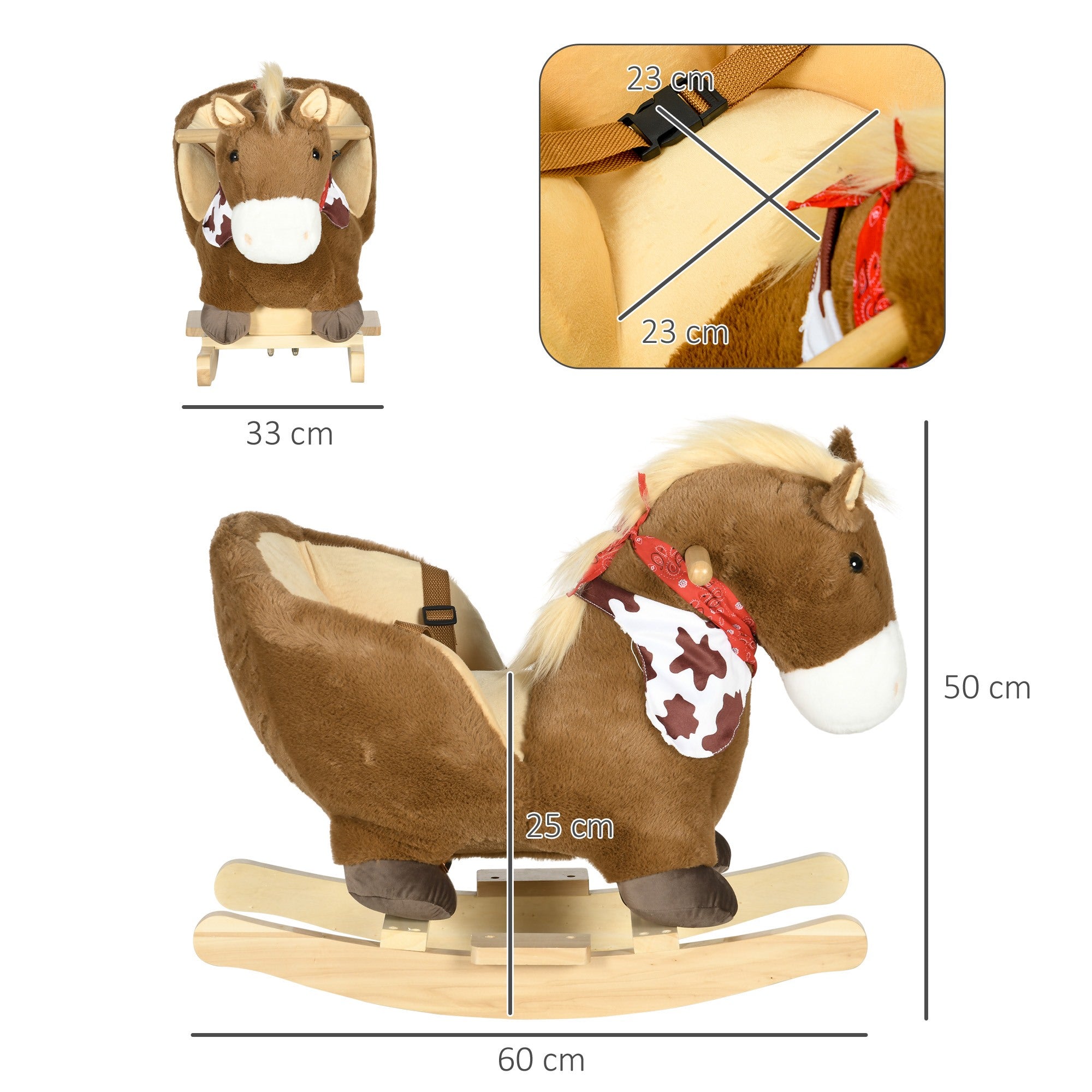 EasyComfort Cavallo Schommelpaard voor kinderen 18-36 maanden, 60x33x50 cm