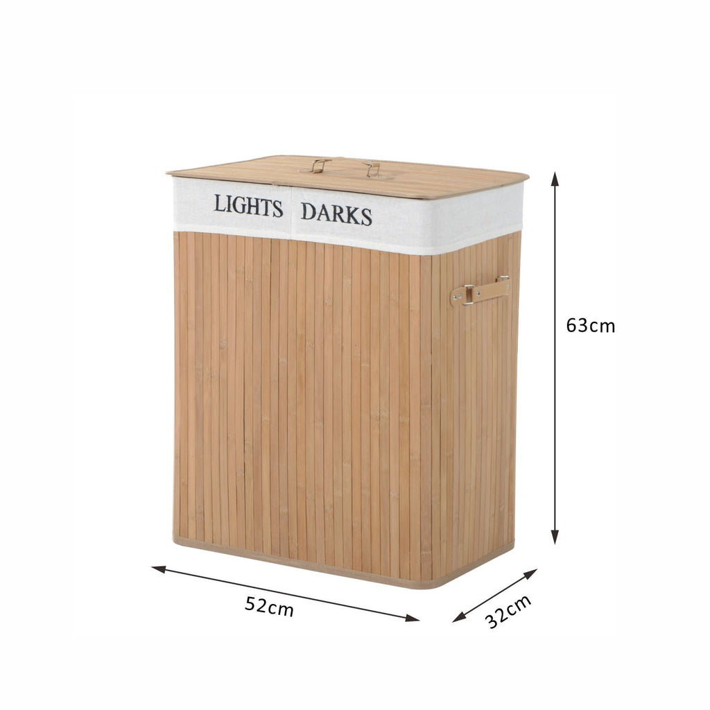 EasyComfort Cesta Portabiancheria in Bambù wasmand met deksel – 15Kg