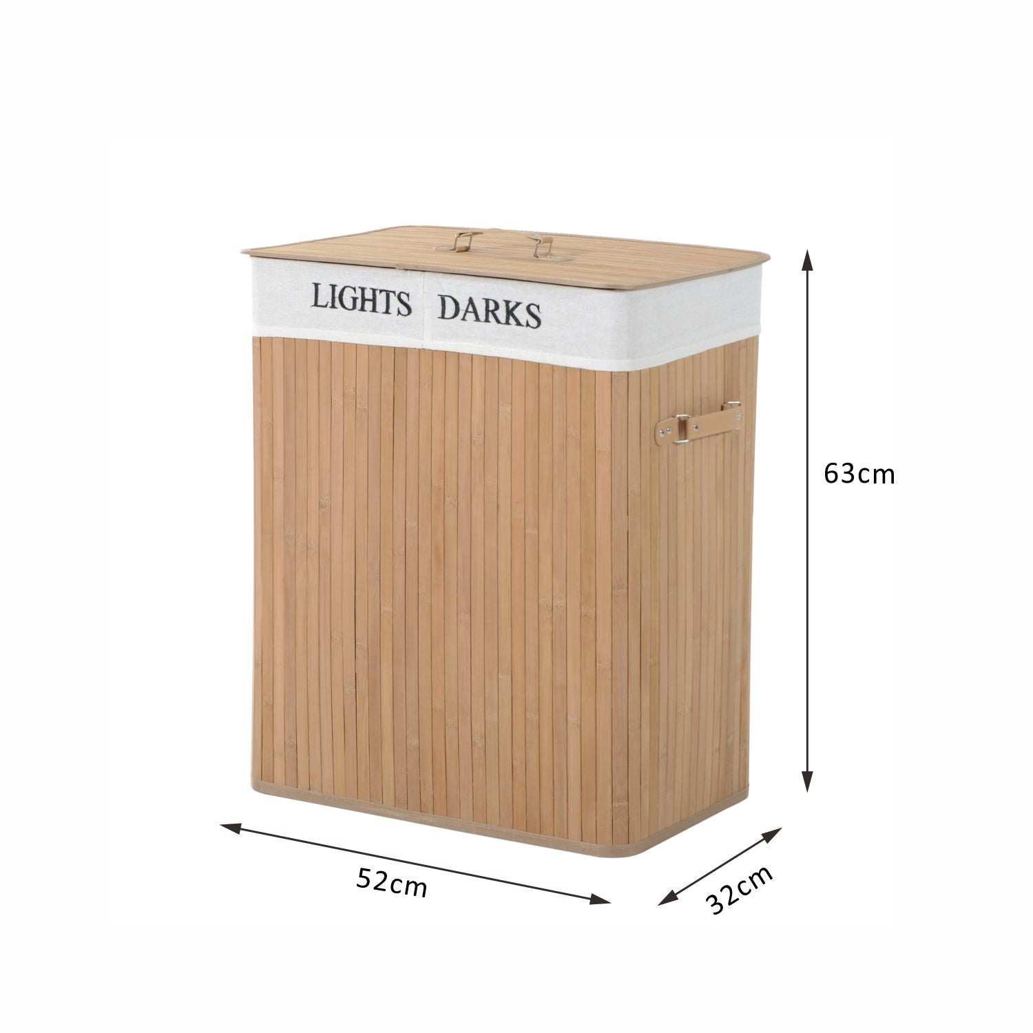 EasyComfort Cesta Portabiancheria in Bambù wasmand met deksel – 15Kg
