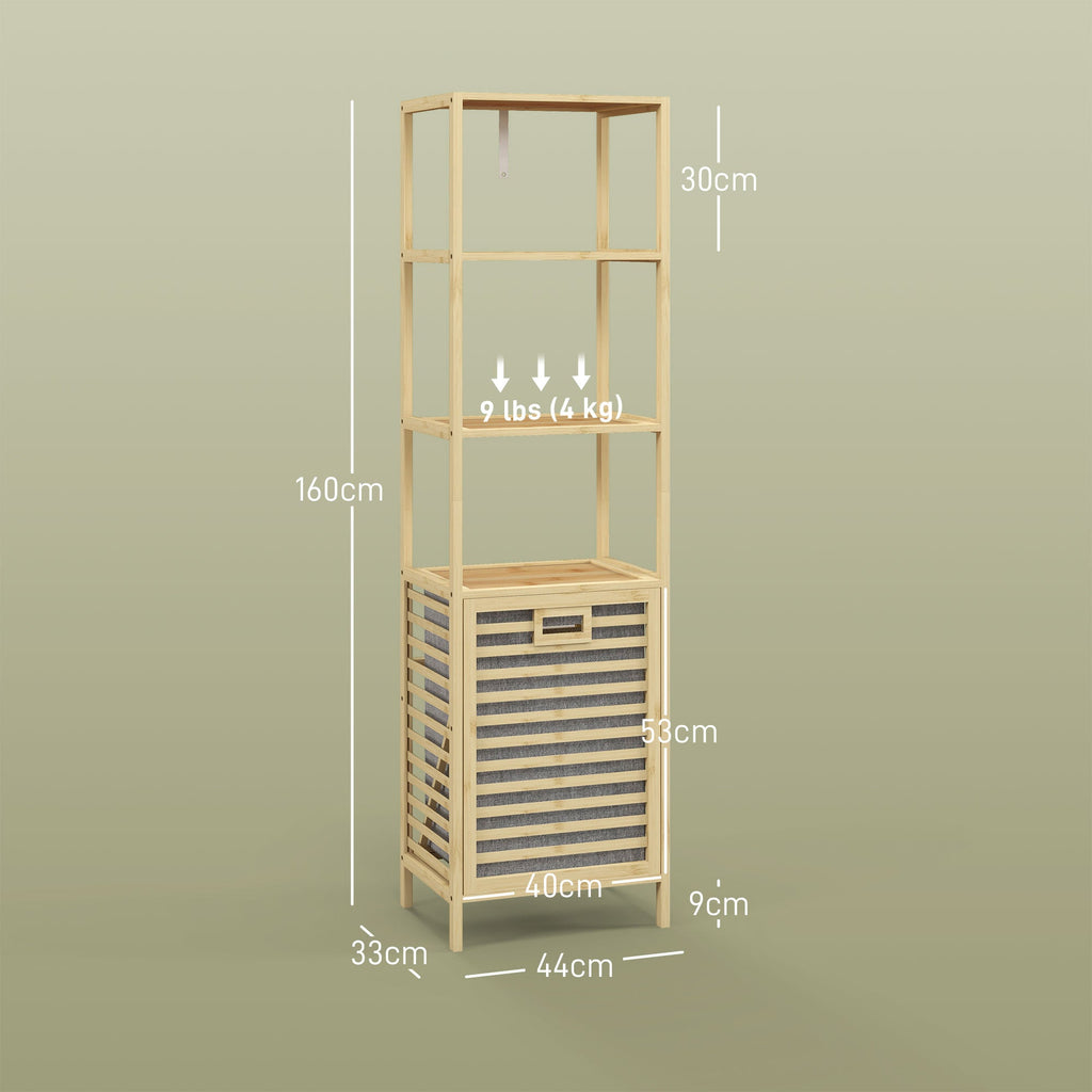 EasyComfort Colonna Bagno badkamerkolom met 3 planken en wasmand, 44x33x160 cm