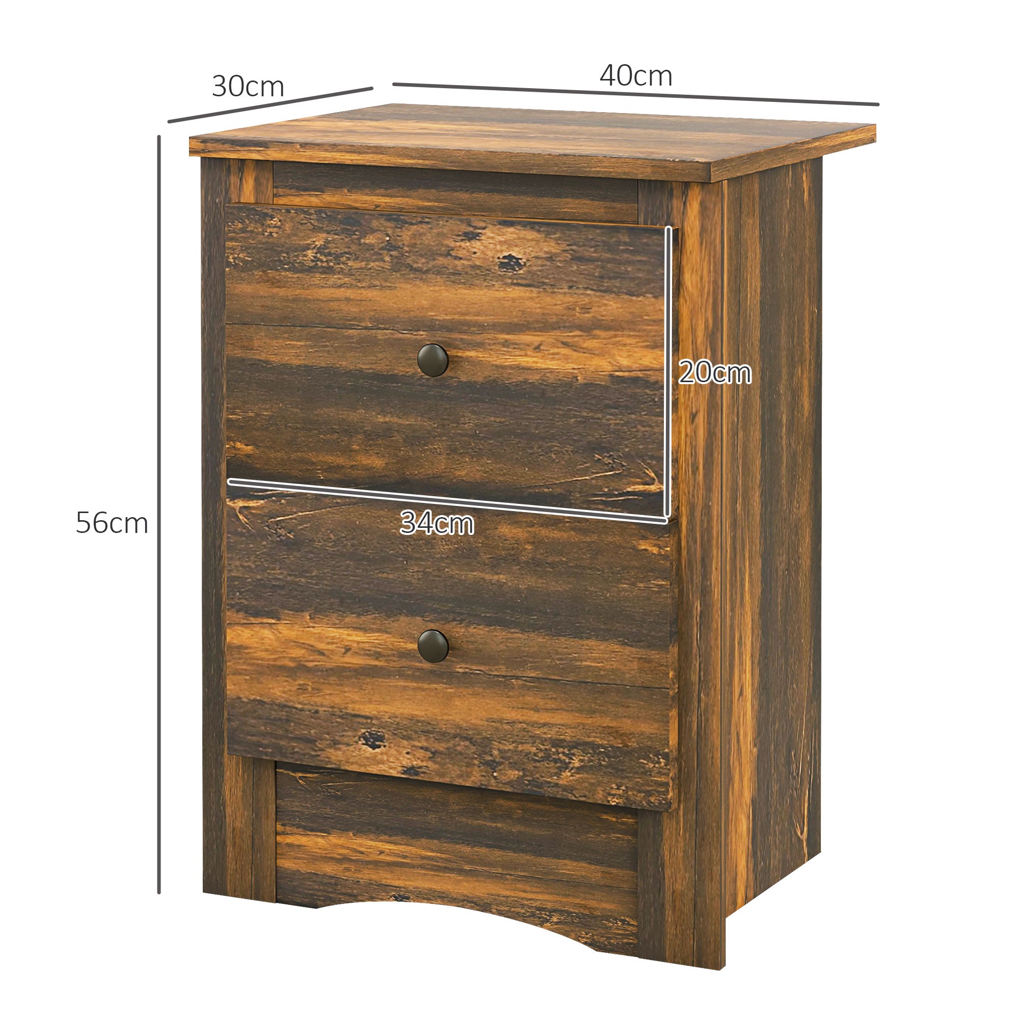 EasyComfort Comodino nachtkastje 2 lades 40x30x56 cm